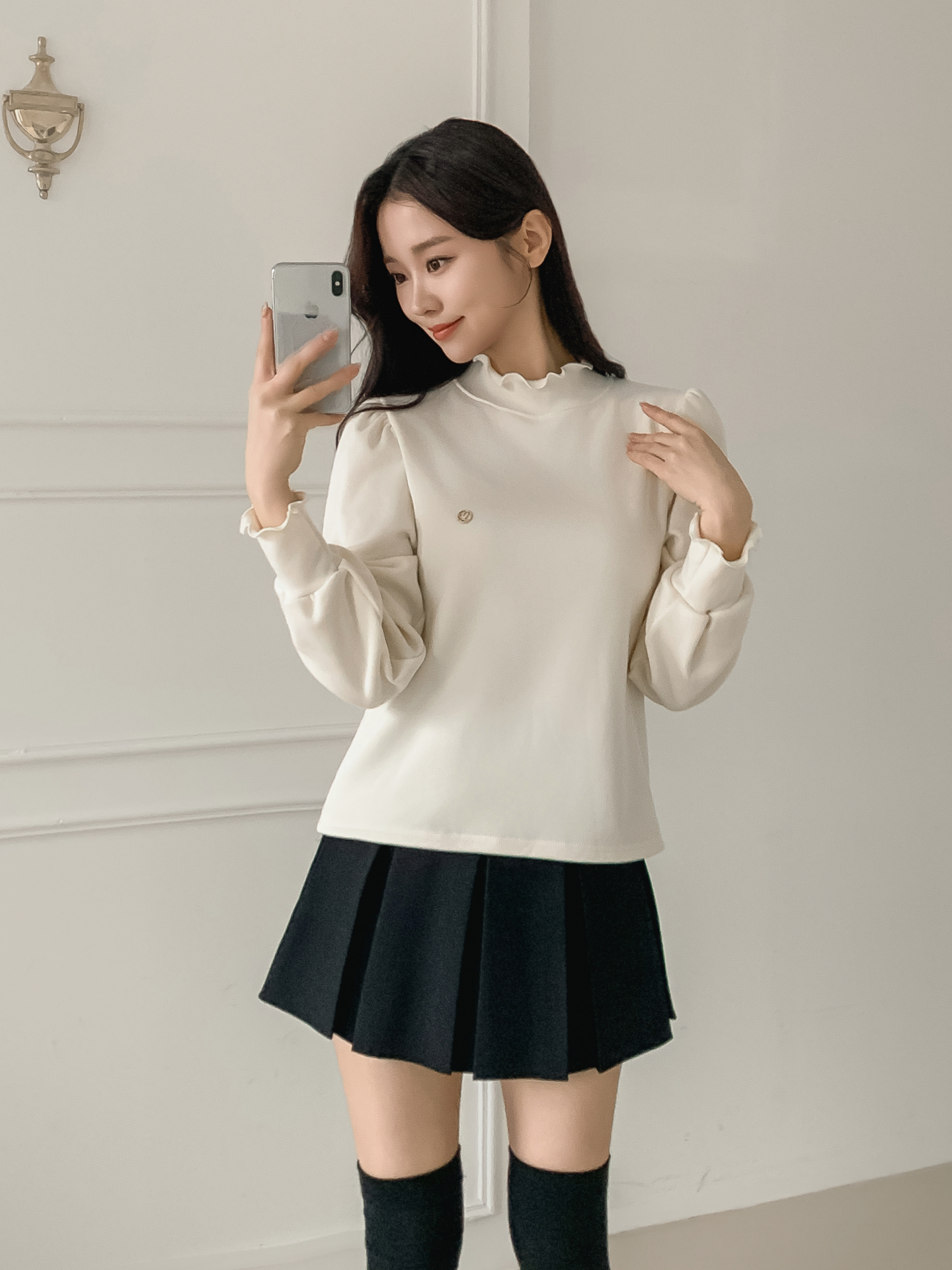 裏起毛ハーフネックメロウシャーリングペンダントブラウス | 詳細画像19