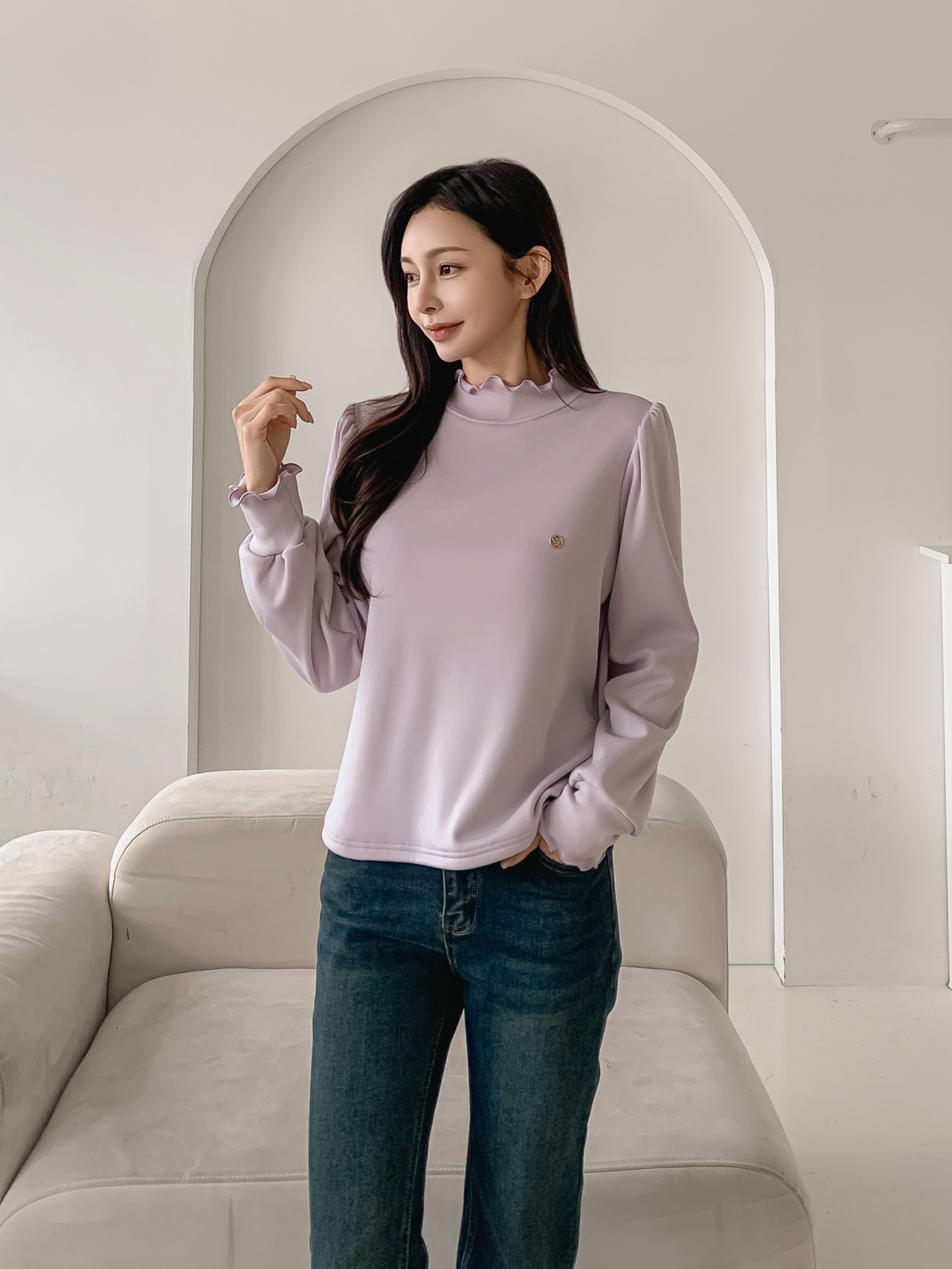 裏起毛ハーフネックメロウシャーリングペンダントブラウス | 詳細画像21