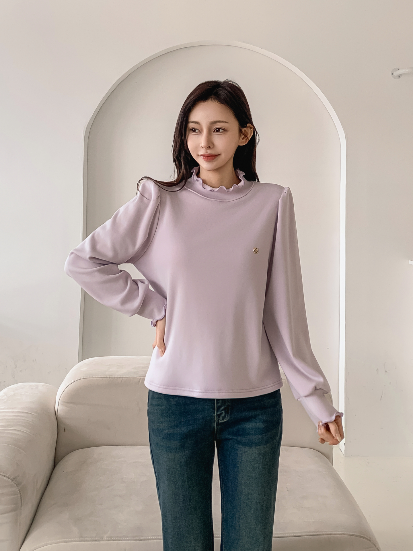 裏起毛ハーフネックメロウシャーリングペンダントブラウス | 詳細画像25