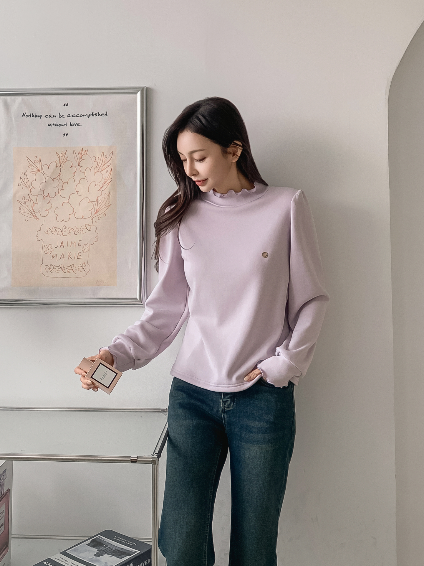 裏起毛ハーフネックメロウシャーリングペンダントブラウス | 詳細画像28