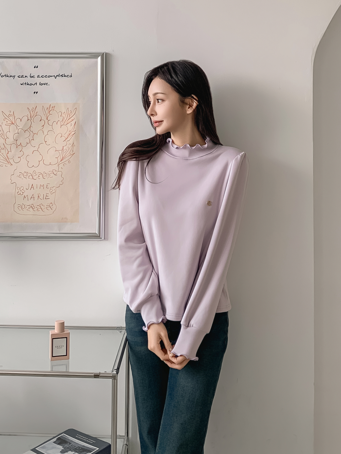 裏起毛ハーフネックメロウシャーリングペンダントブラウス | 詳細画像30