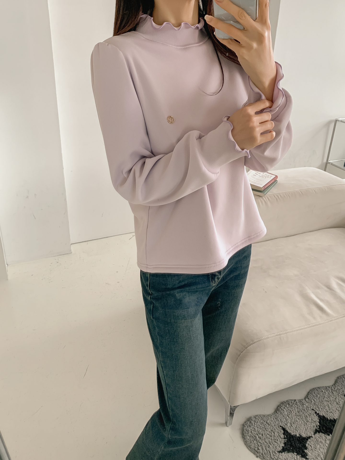 裏起毛ハーフネックメロウシャーリングペンダントブラウス | 詳細画像32