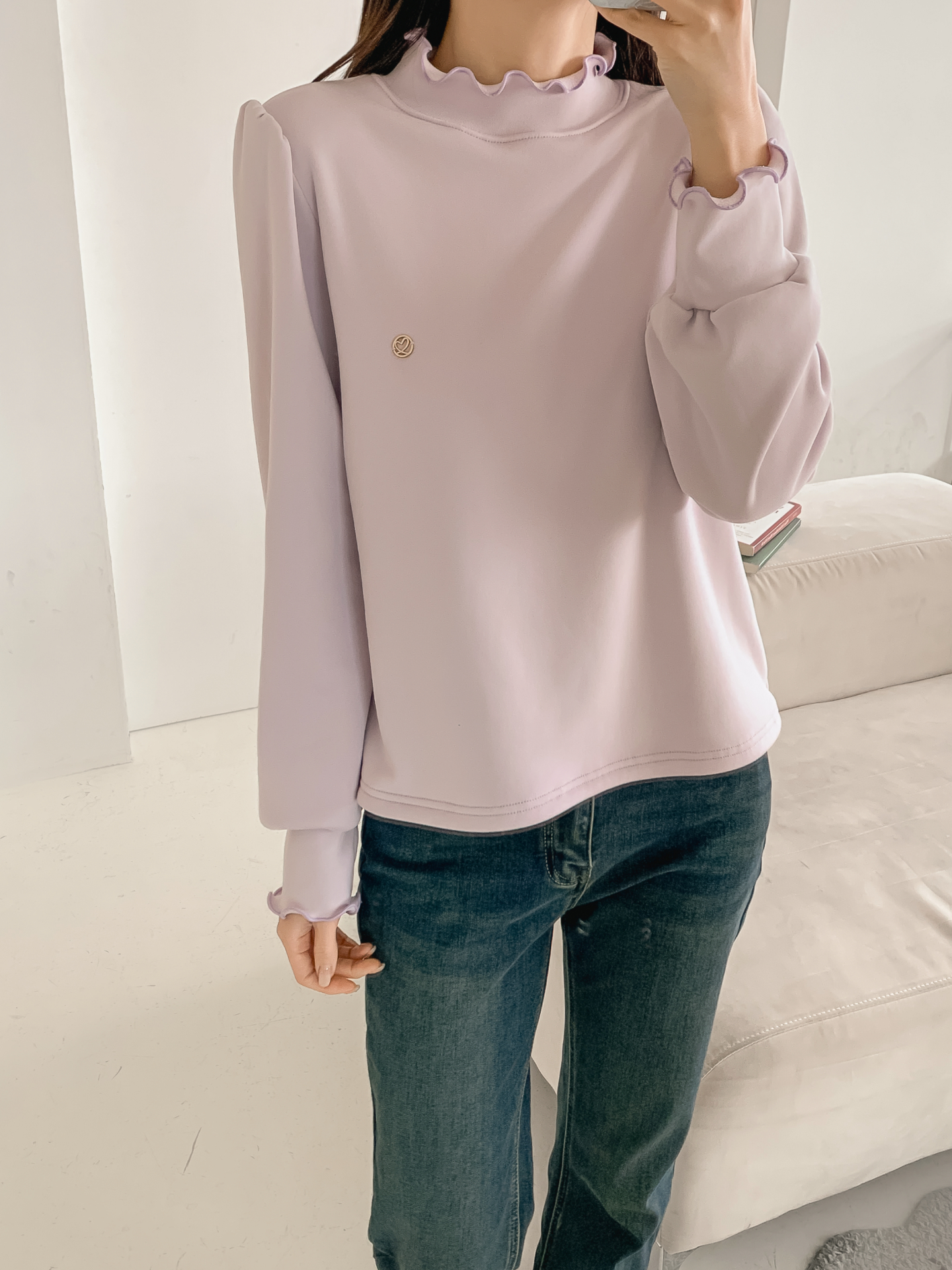 裏起毛ハーフネックメロウシャーリングペンダントブラウス | 詳細画像33