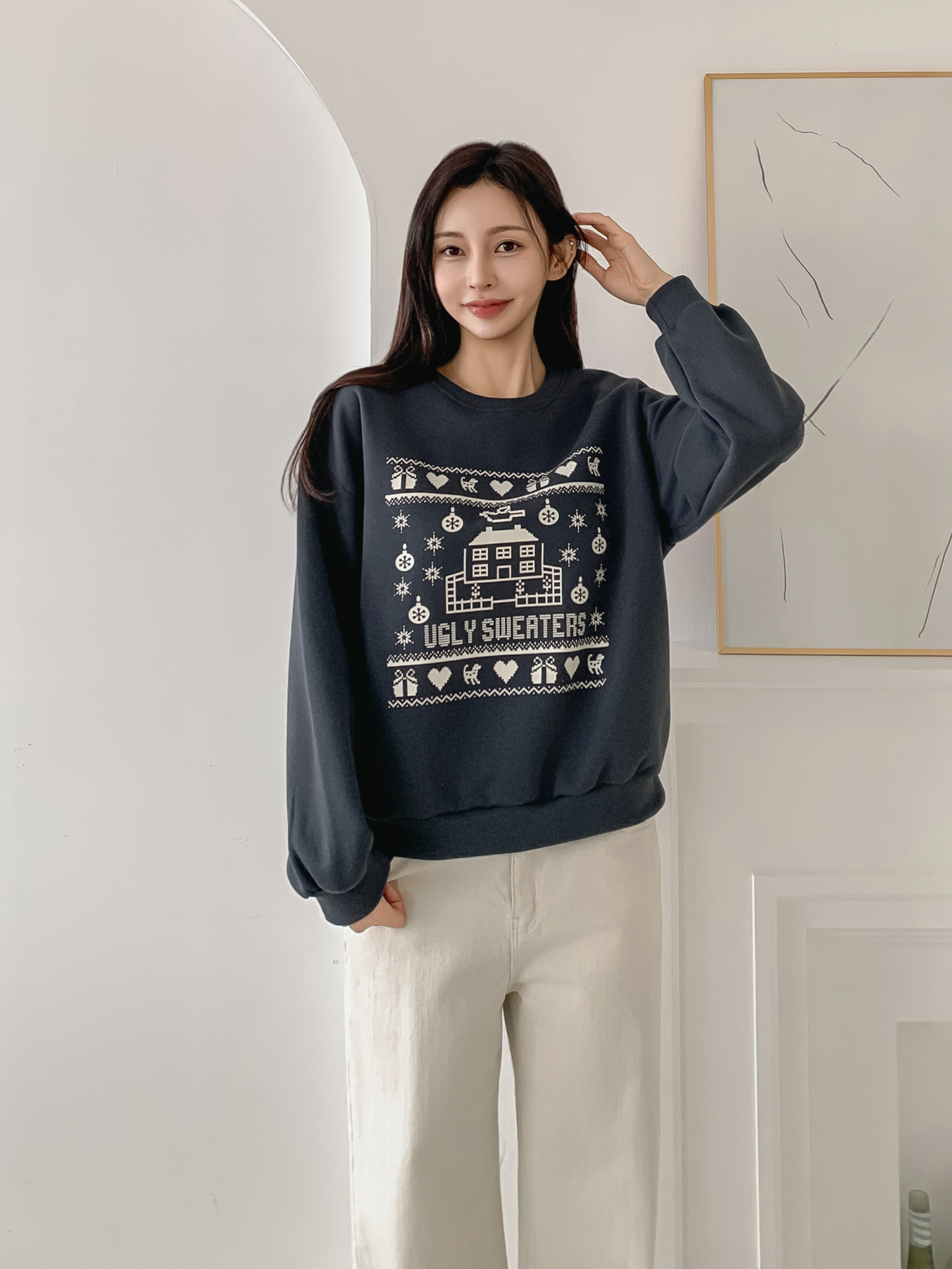 裏起毛ラウンドネックプリントスウェット | 詳細画像4