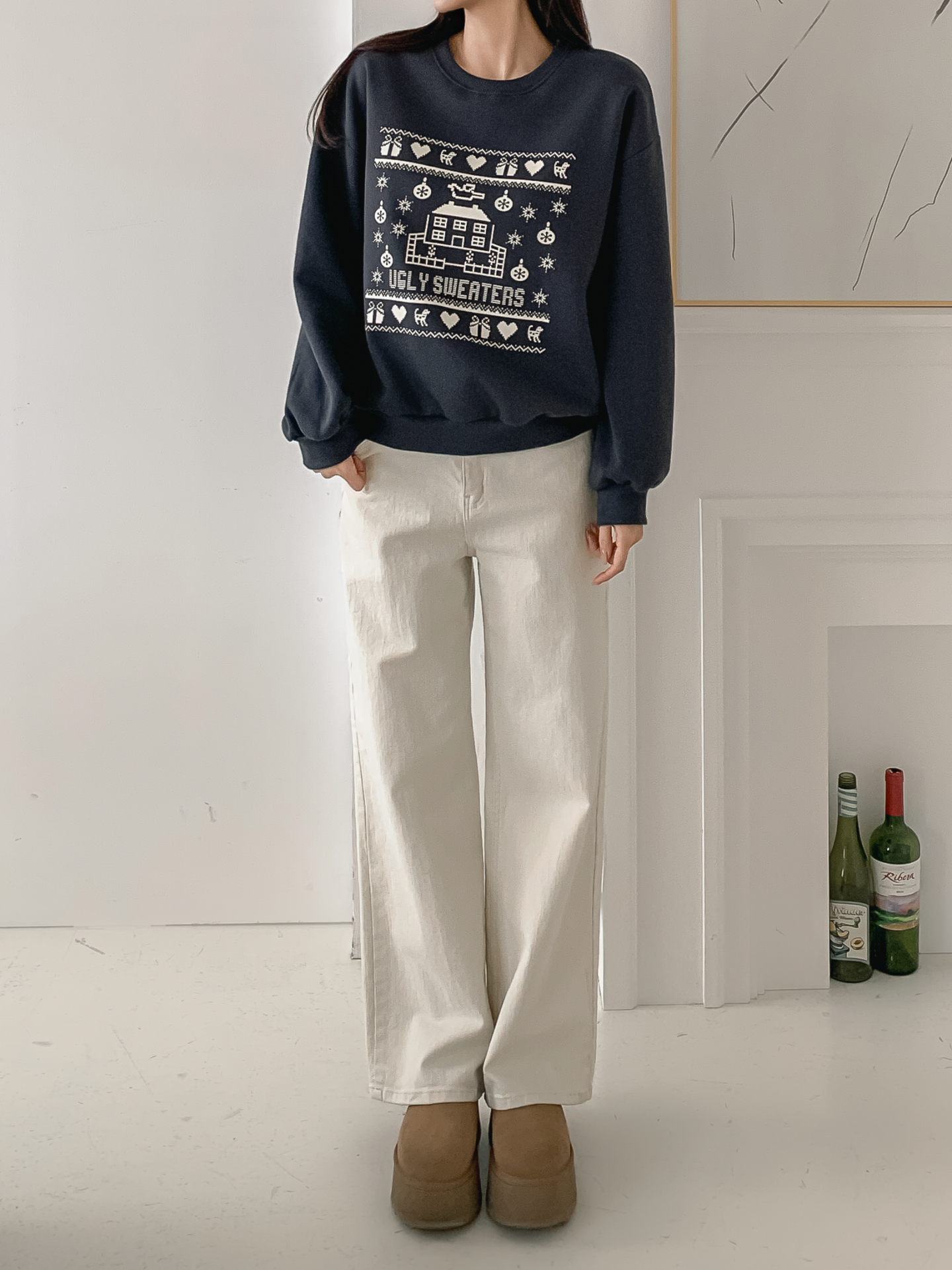 裏起毛ラウンドネックプリントスウェット | 詳細画像5