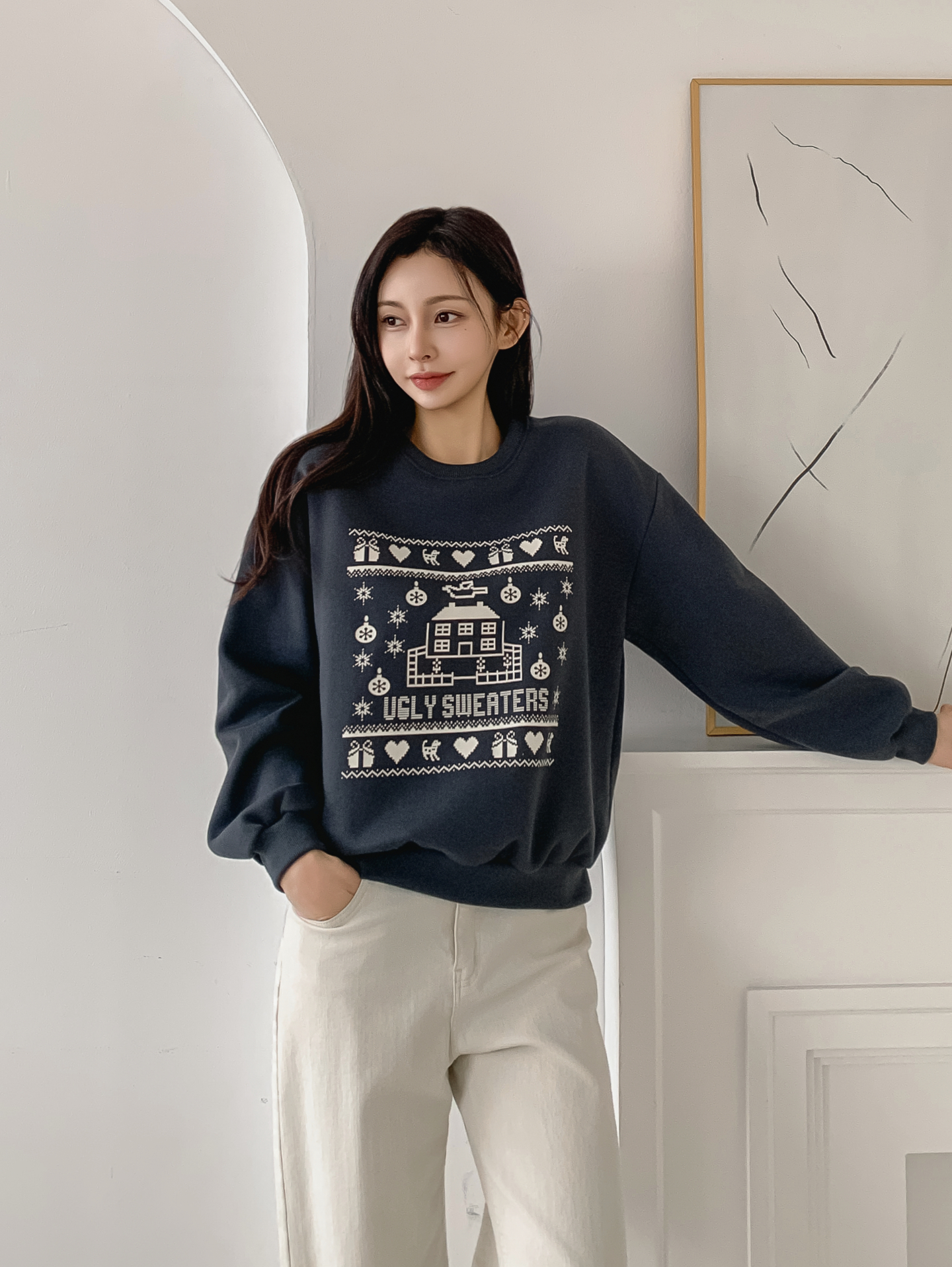 裏起毛ラウンドネックプリントスウェット | 詳細画像8