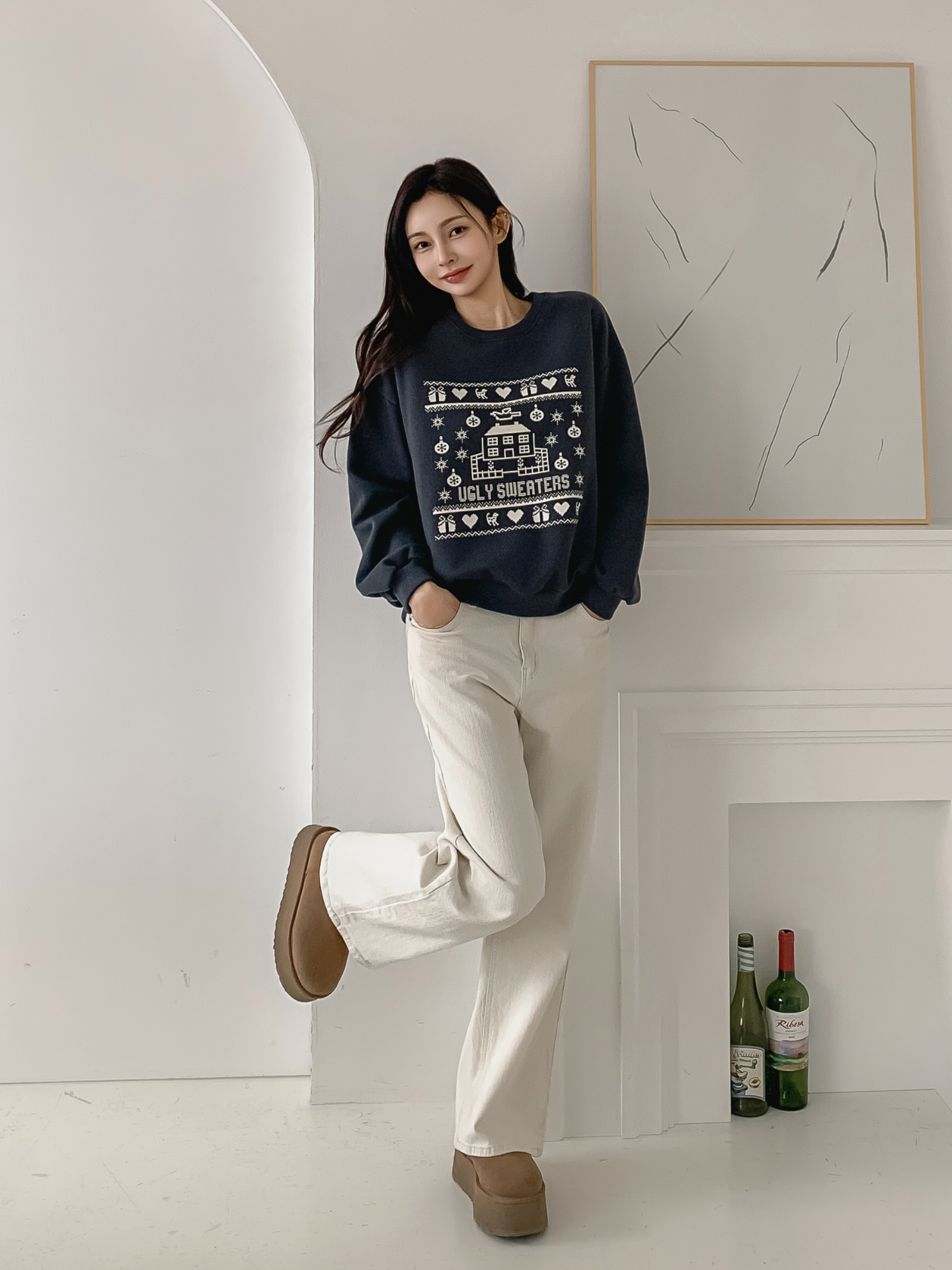 裏起毛ラウンドネックプリントスウェット | 詳細画像9