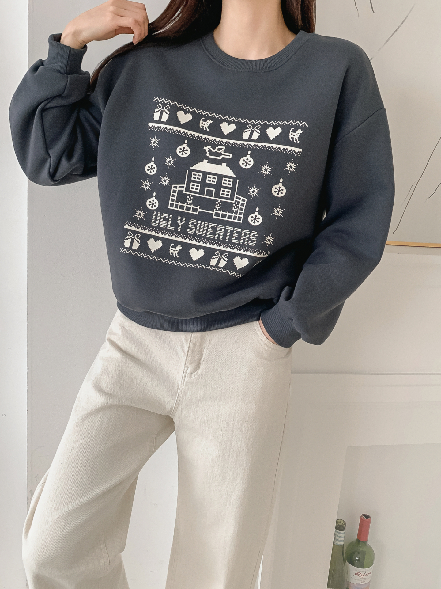 裏起毛ラウンドネックプリントスウェット | 詳細画像10