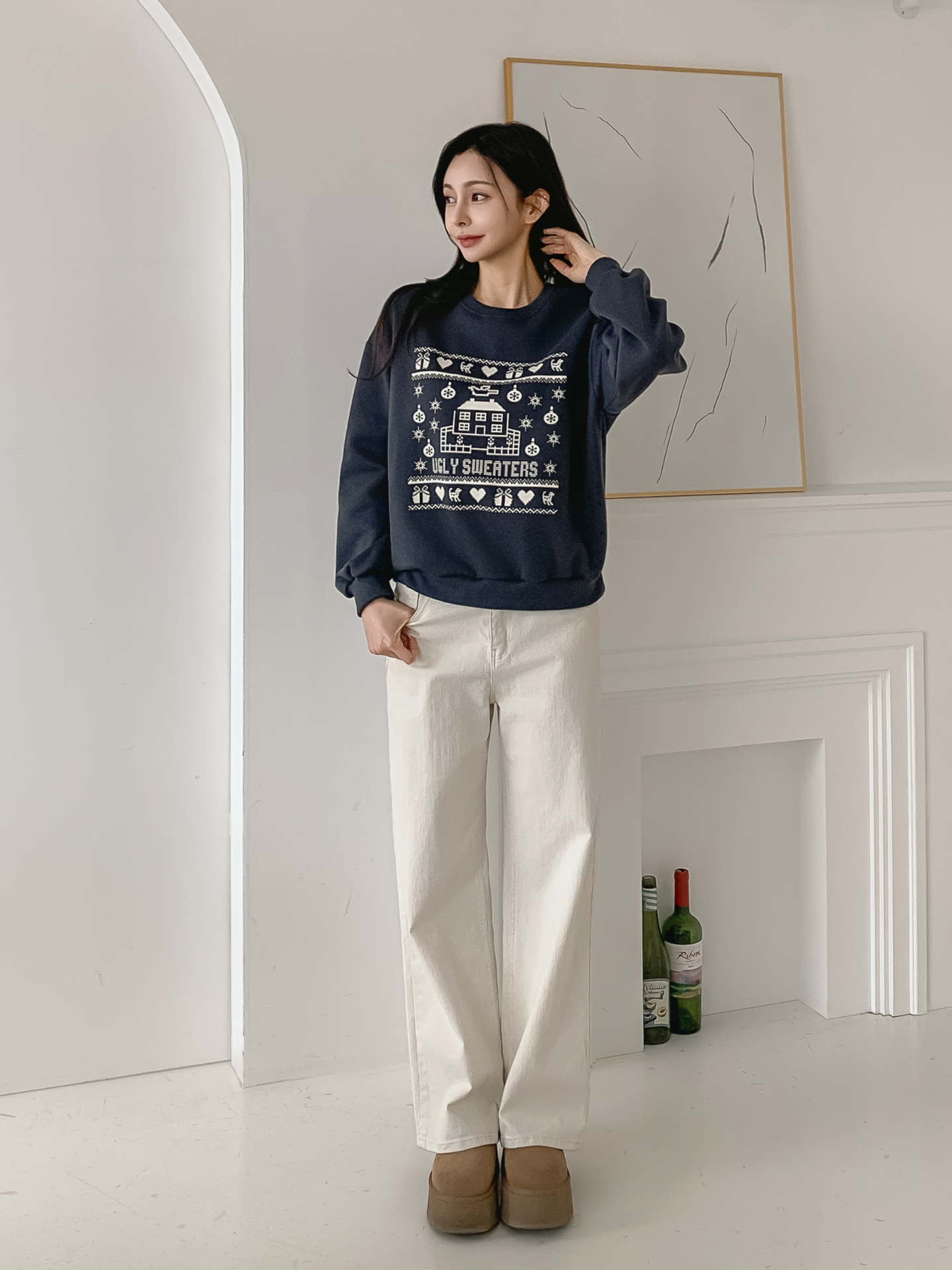 裏起毛ラウンドネックプリントスウェット | 詳細画像11