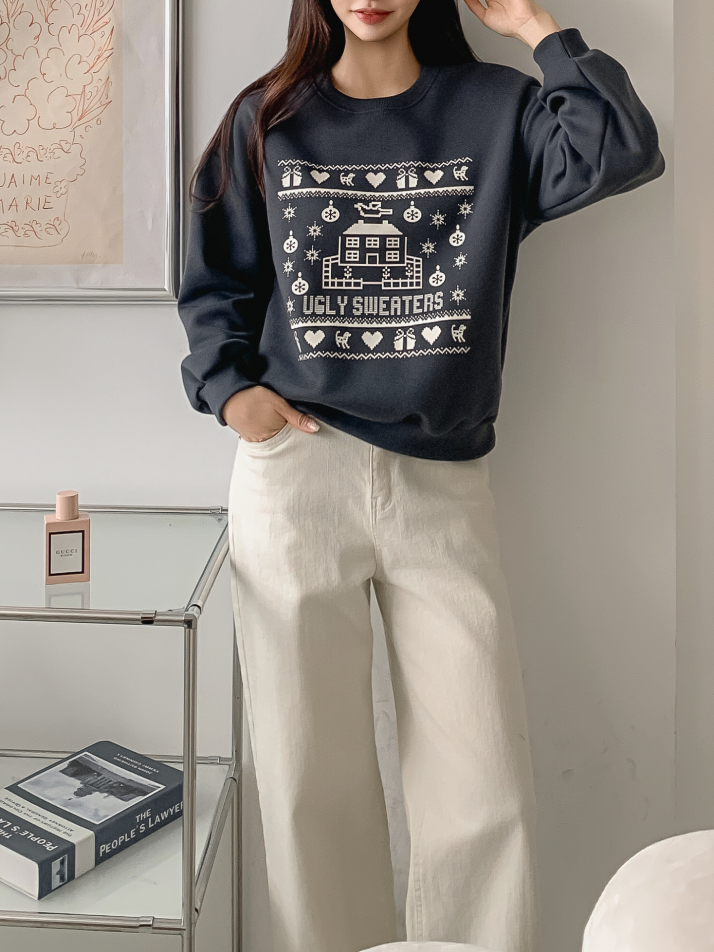 裏起毛ラウンドネックプリントスウェット | 詳細画像14