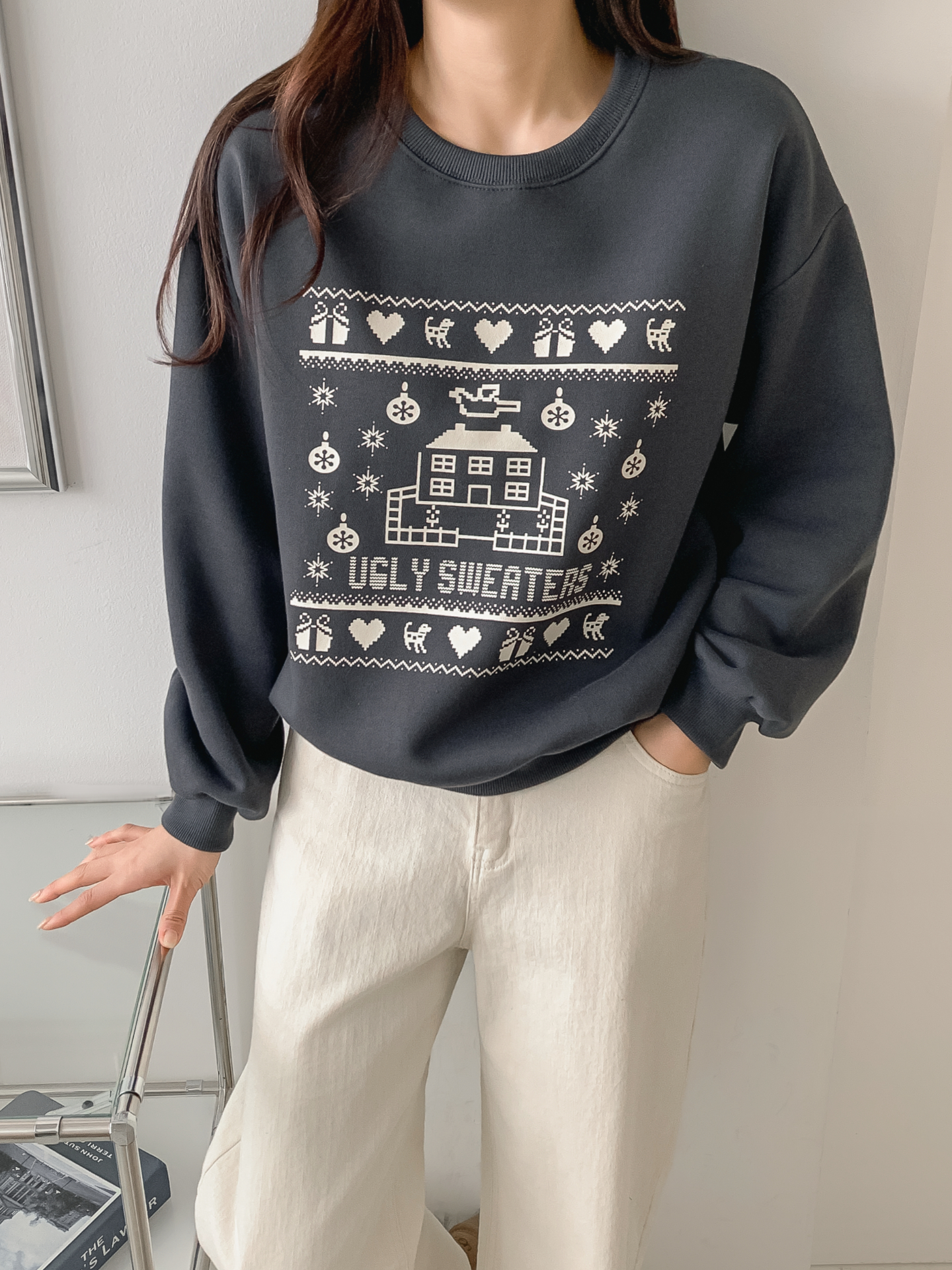 裏起毛ラウンドネックプリントスウェット | 詳細画像15