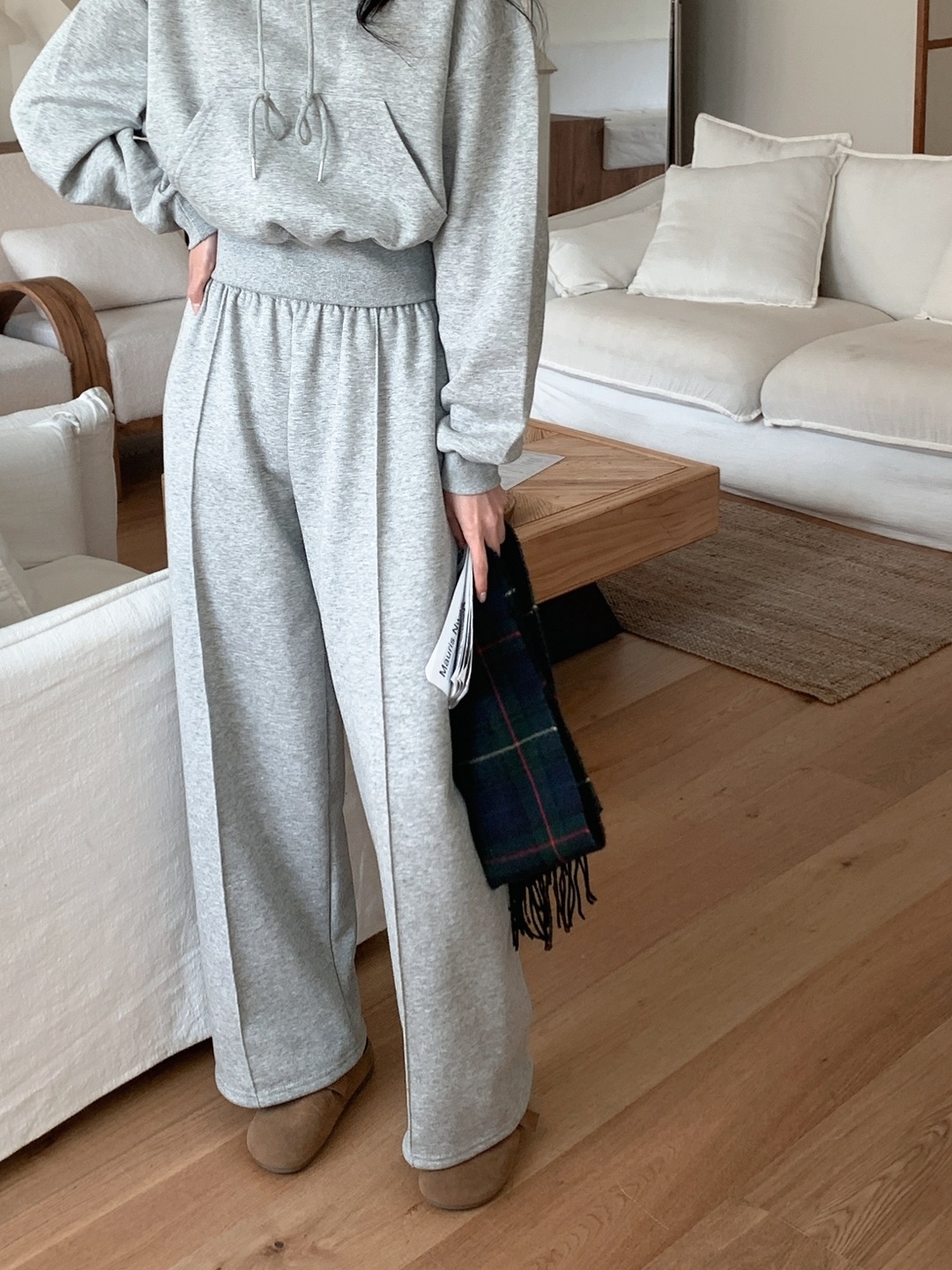 タートルネックドローストリングウエストゴムカンガルーポケットセットアップ | 詳細画像16