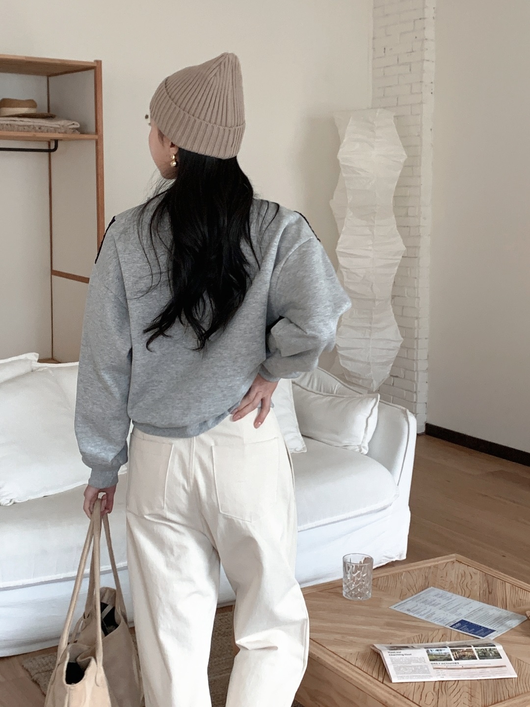 裏起毛ラウンドネック刺繍配色スウェット | 詳細画像15