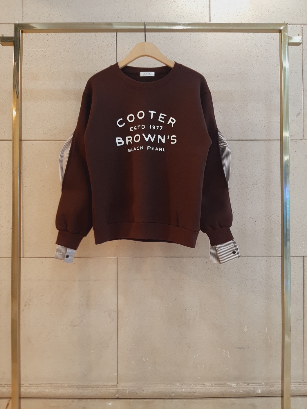 裏起毛コンビ配色ラウンドネックレイヤード風長袖ロゴスウェット | 詳細画像5