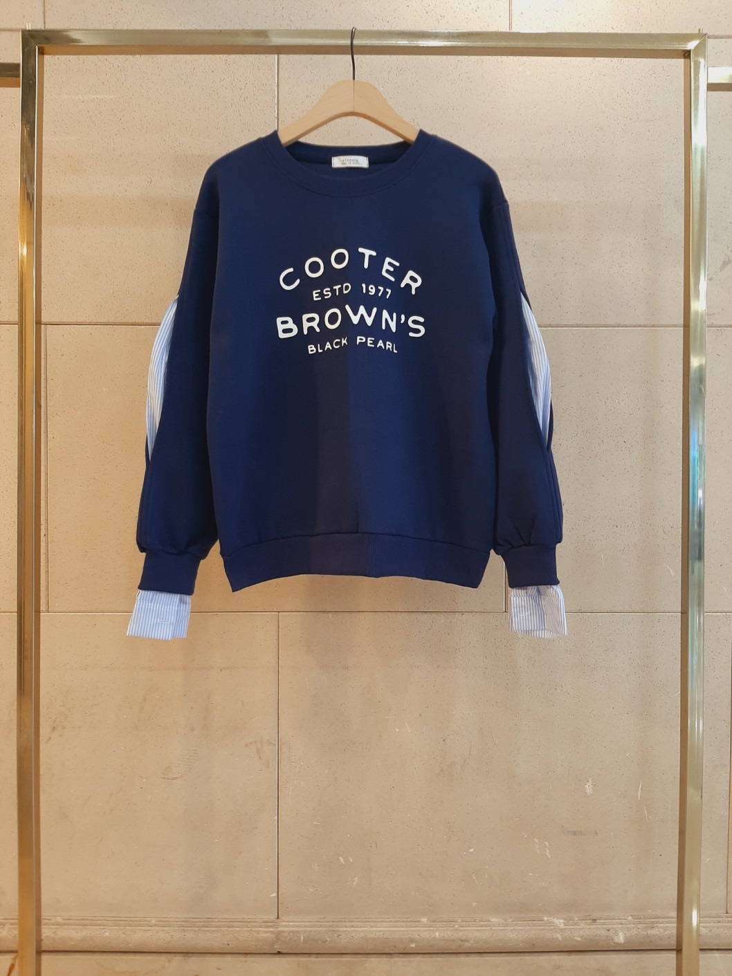 裏起毛コンビ配色ラウンドネックレイヤード風長袖ロゴスウェット | 詳細画像6