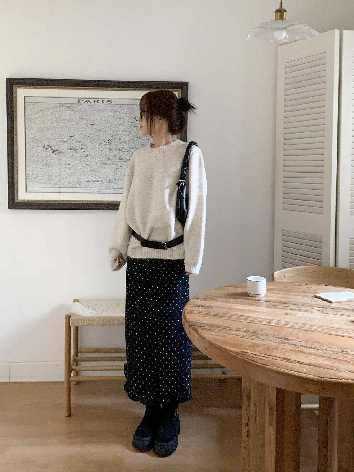 ウール混フリルスリットバックゴムIラインドットスカート | 詳細画像4