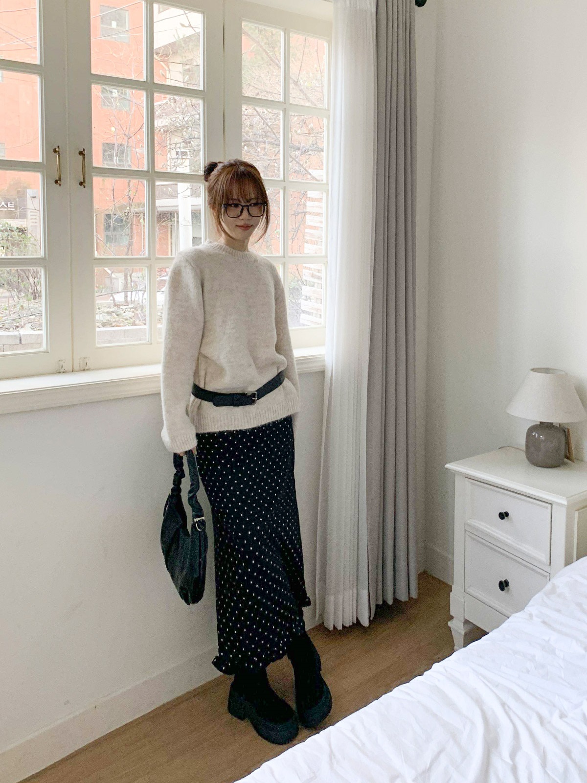 ウール混フリルスリットバックゴムIラインドットスカート | 詳細画像7