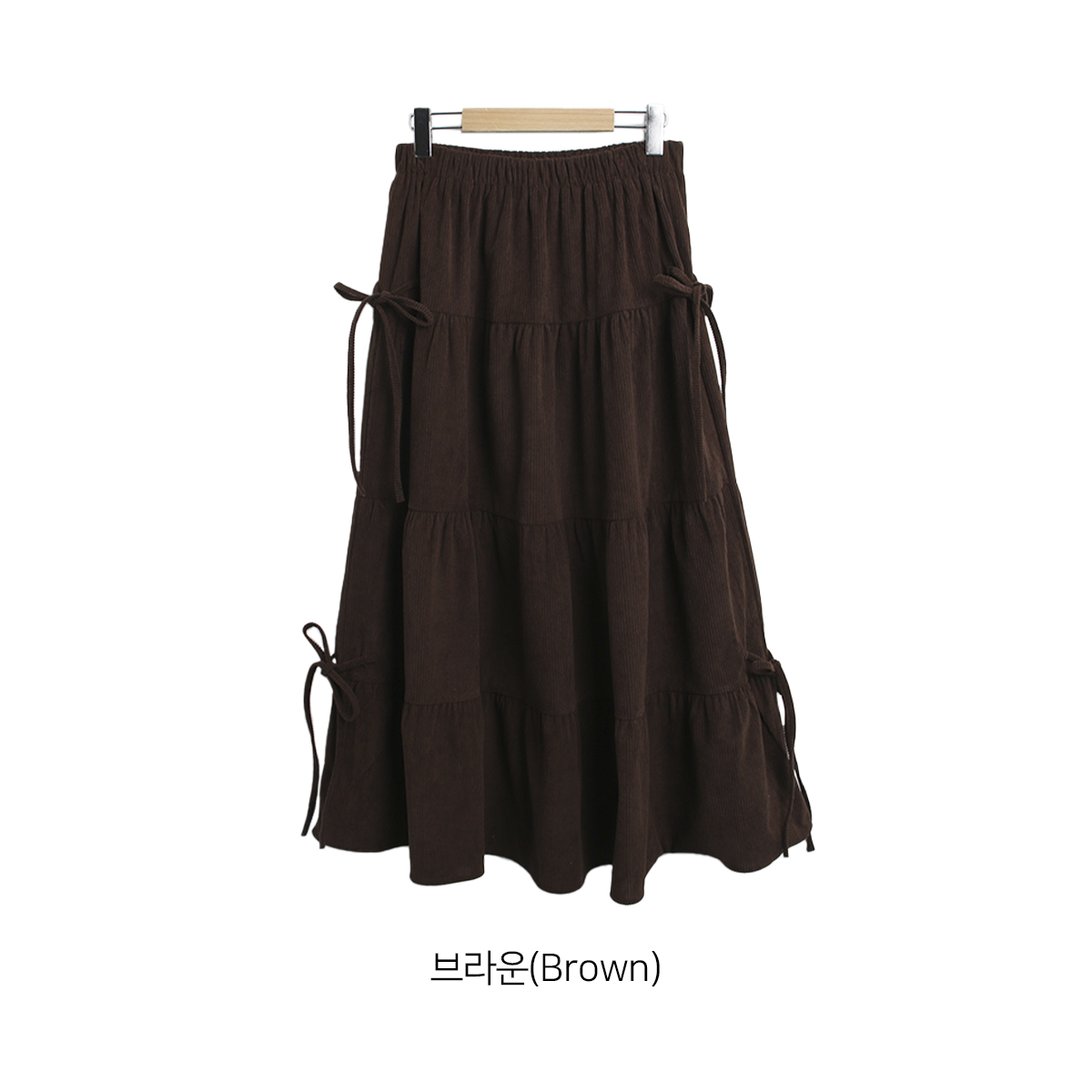 コーデュロイリボンウエストゴムロングAラインカラースカート | 詳細画像13