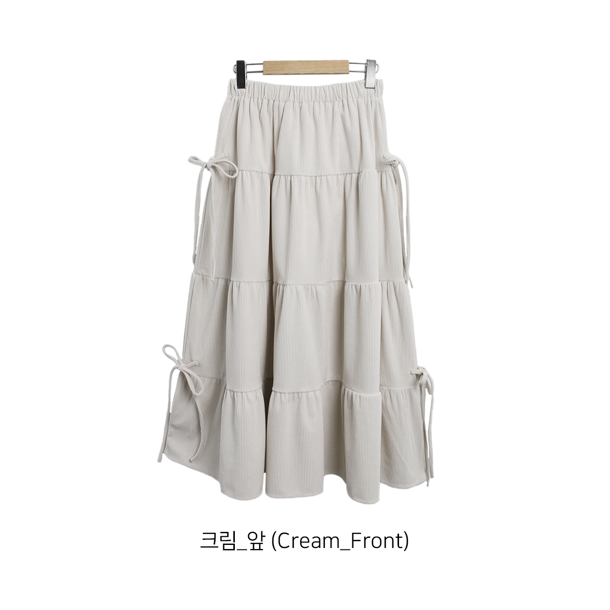 コーデュロイリボンウエストゴムロングAラインカラースカート | 詳細画像14