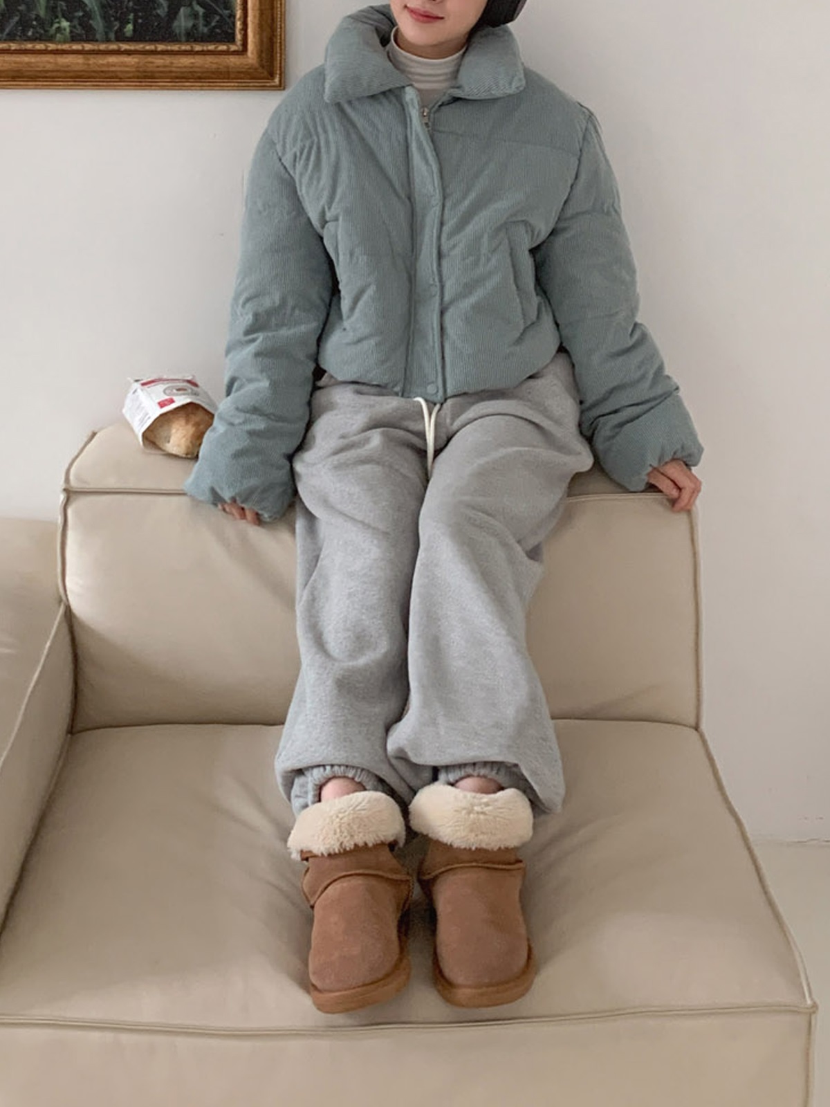 コーデュロイジップアップハイネックスナップボタンカラーダウンジャケット | 詳細画像13