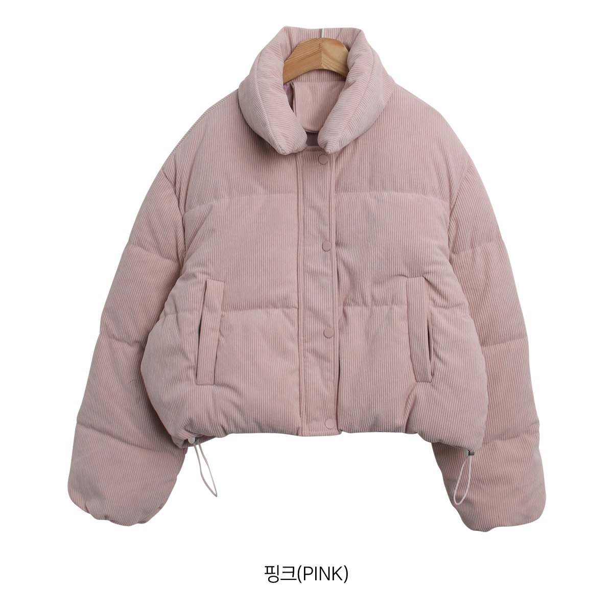 コーデュロイジップアップハイネックスナップボタンカラーダウンジャケット | 詳細画像16