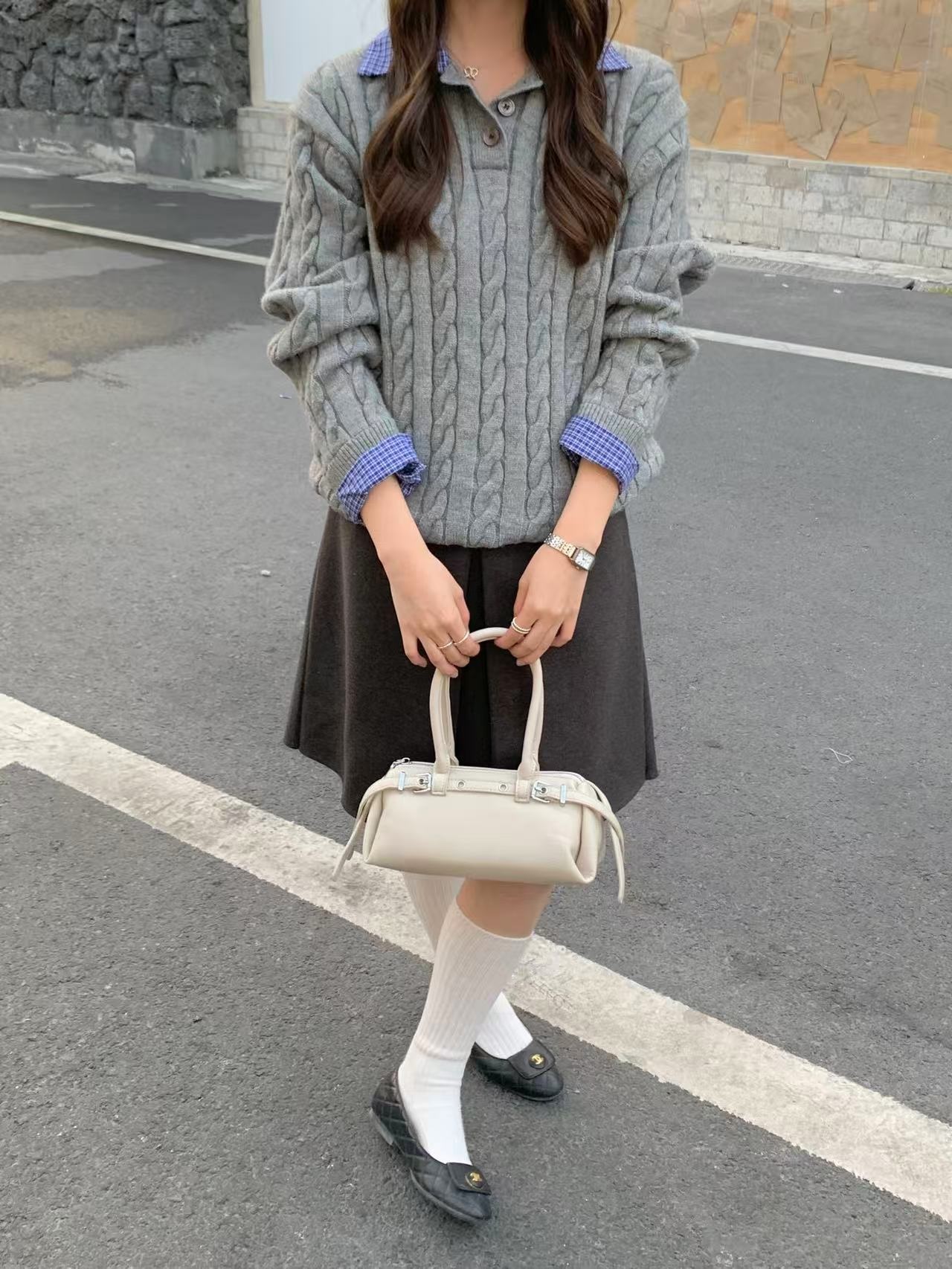 レザー調バックルカラーショルダーバッグ2WAYストラップセット(バックルあり) | 詳細画像2