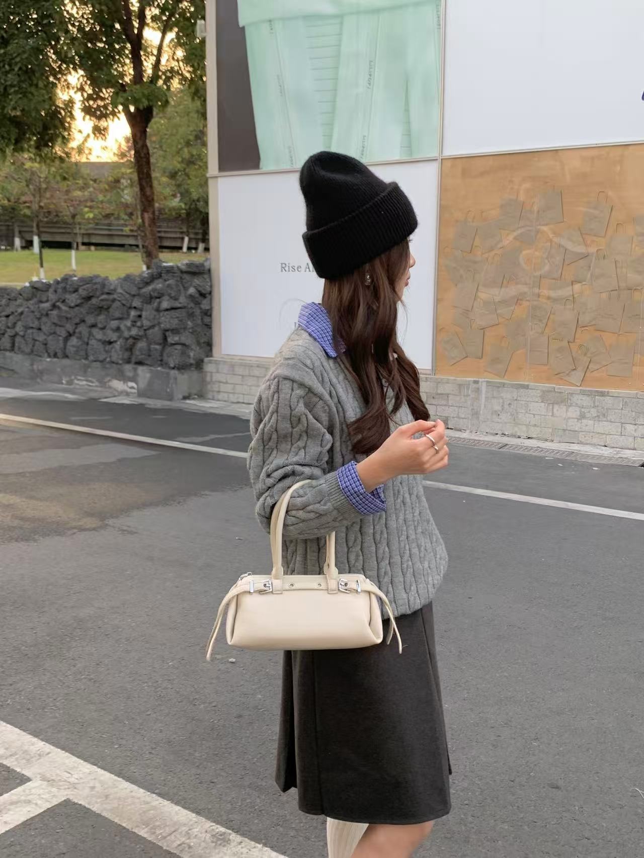 レザー調バックルカラーショルダーバッグ2WAYストラップセット(バックルあり) | 詳細画像8