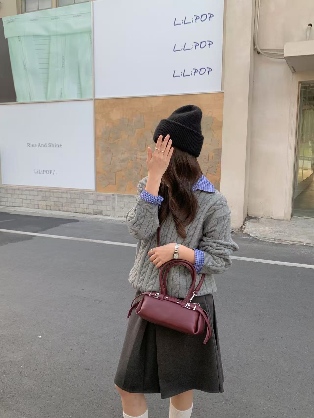 レザー調バックルカラーショルダーバッグ2WAYストラップセット(バックルあり) | 詳細画像9