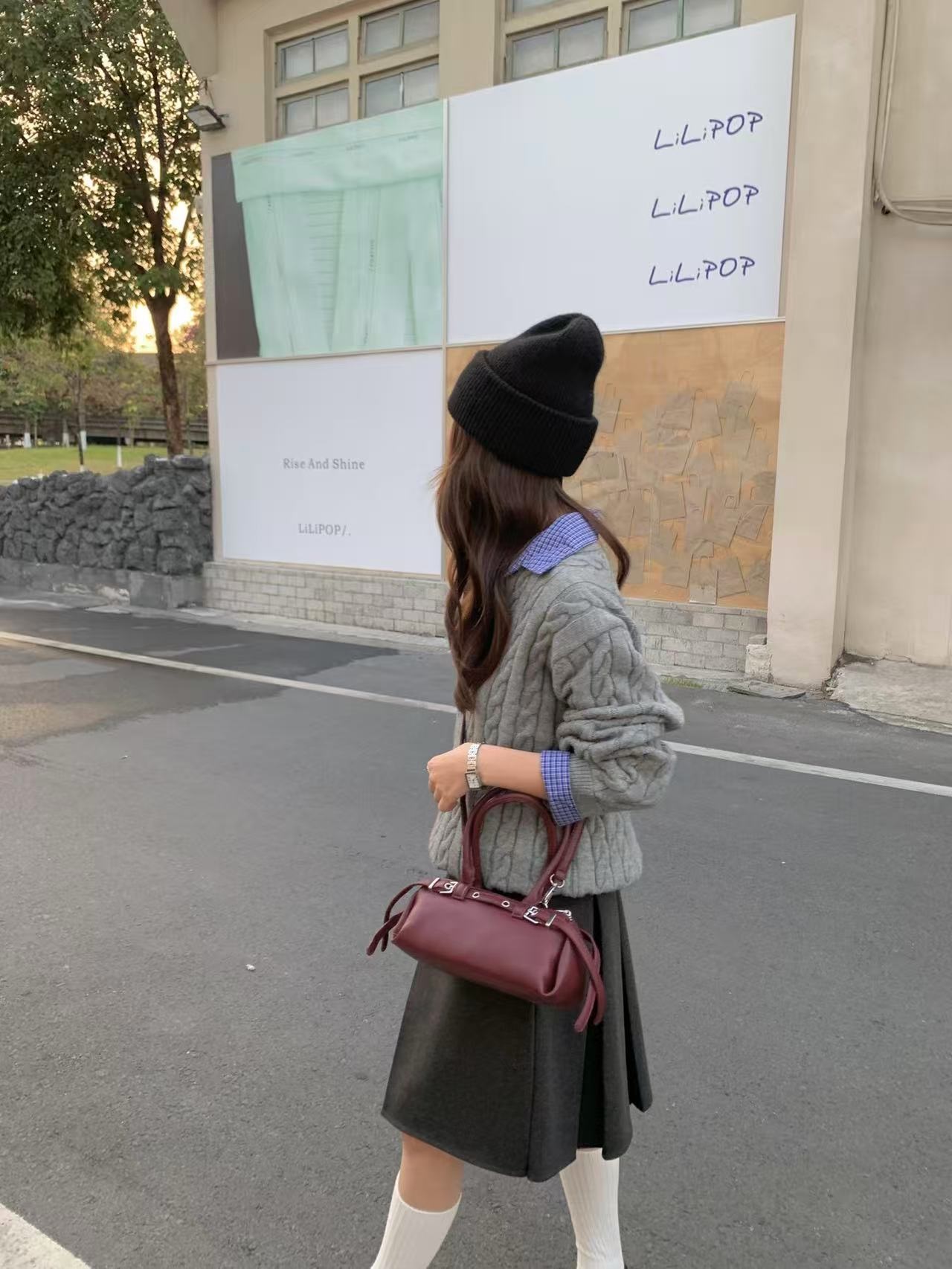 レザー調バックルカラーショルダーバッグ2WAYストラップセット(バックルあり) | 詳細画像11