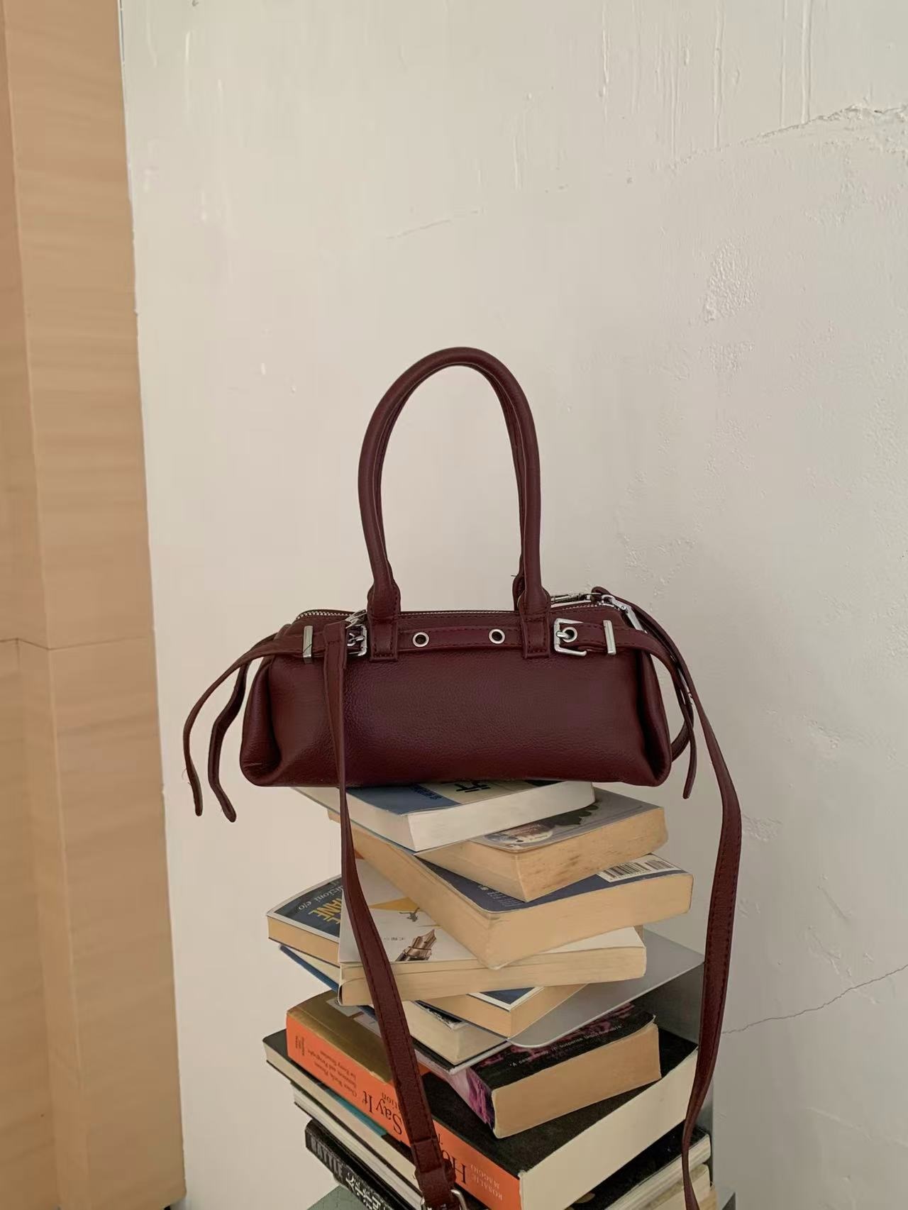 レザー調バックルカラーショルダーバッグ2WAYストラップセット(バックルあり) | 詳細画像15