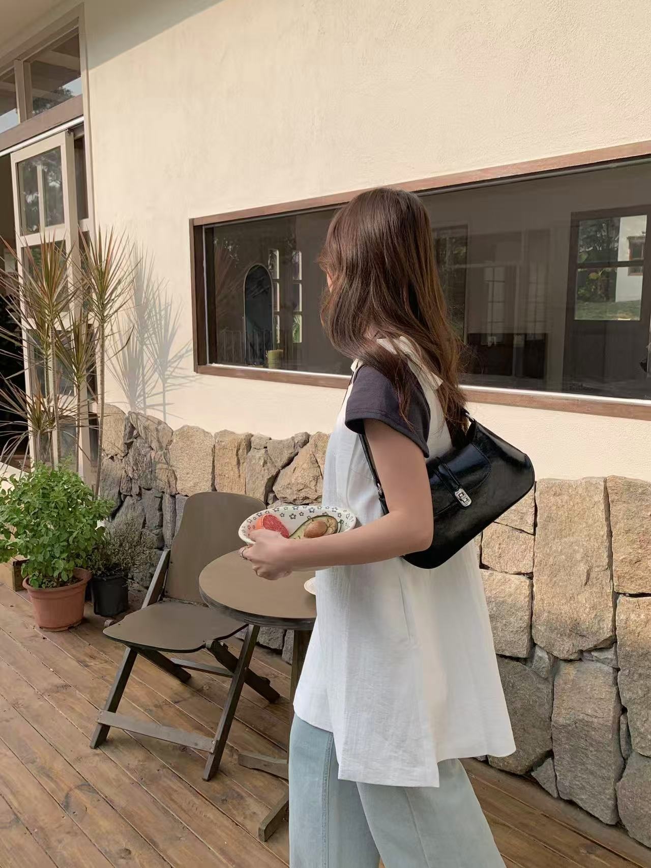 レザー調カラーショルダーバッグ2WAYストラップセット(バックルあり) | 詳細画像9