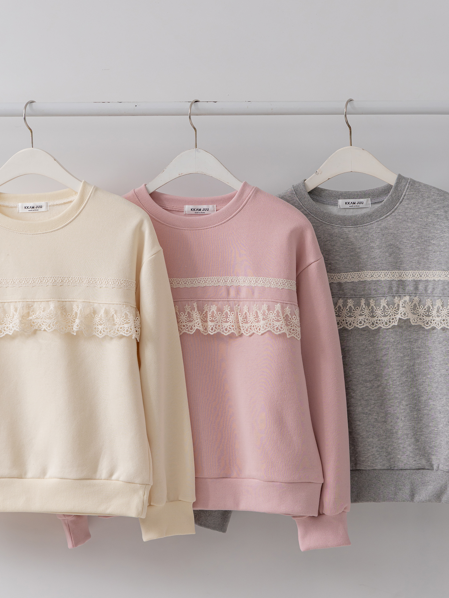 裏起毛ラウンドネックベーシックレースカラースウェット | 詳細画像3