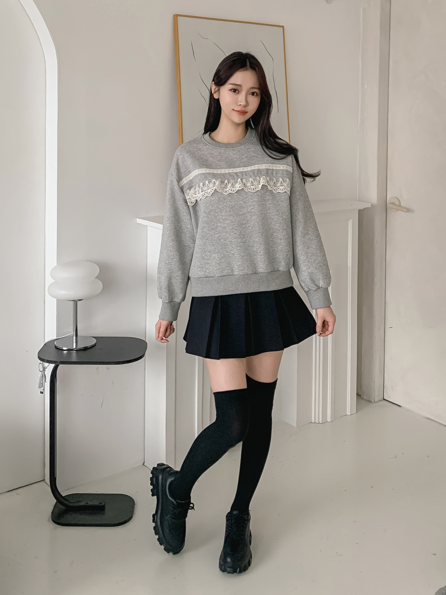 裏起毛ラウンドネックベーシックレースカラースウェット | 詳細画像4