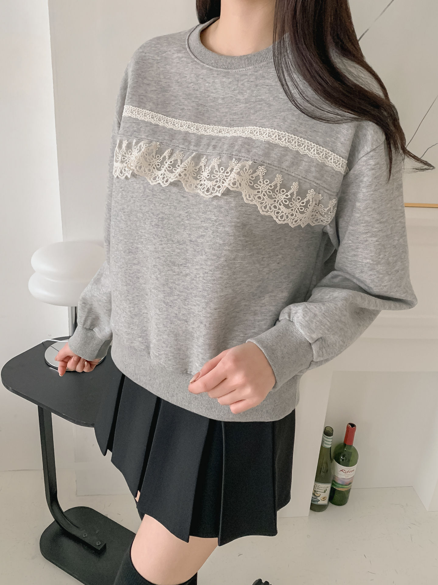 裏起毛ラウンドネックベーシックレースカラースウェット | 詳細画像5