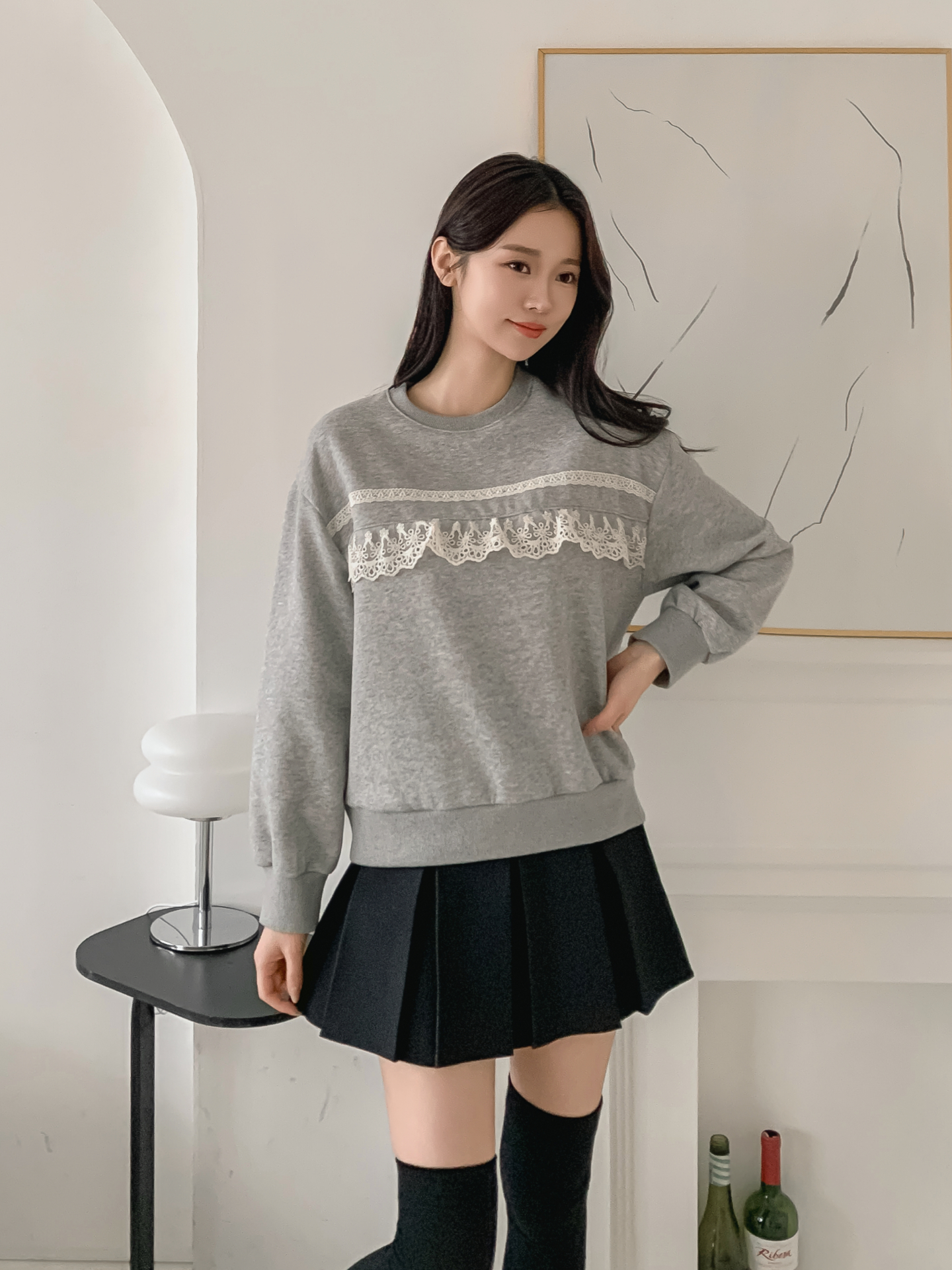 裏起毛ラウンドネックベーシックレースカラースウェット | 詳細画像6