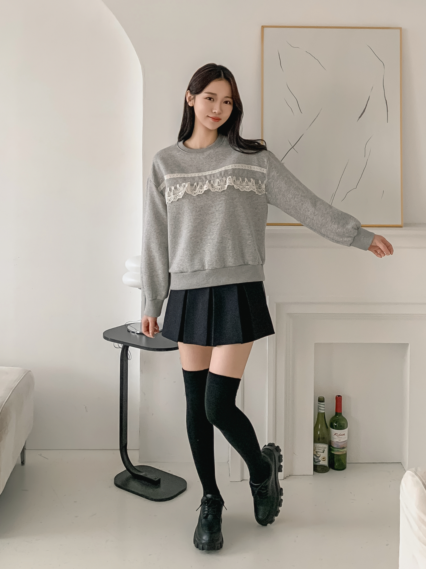 裏起毛ラウンドネックベーシックレースカラースウェット | 詳細画像7