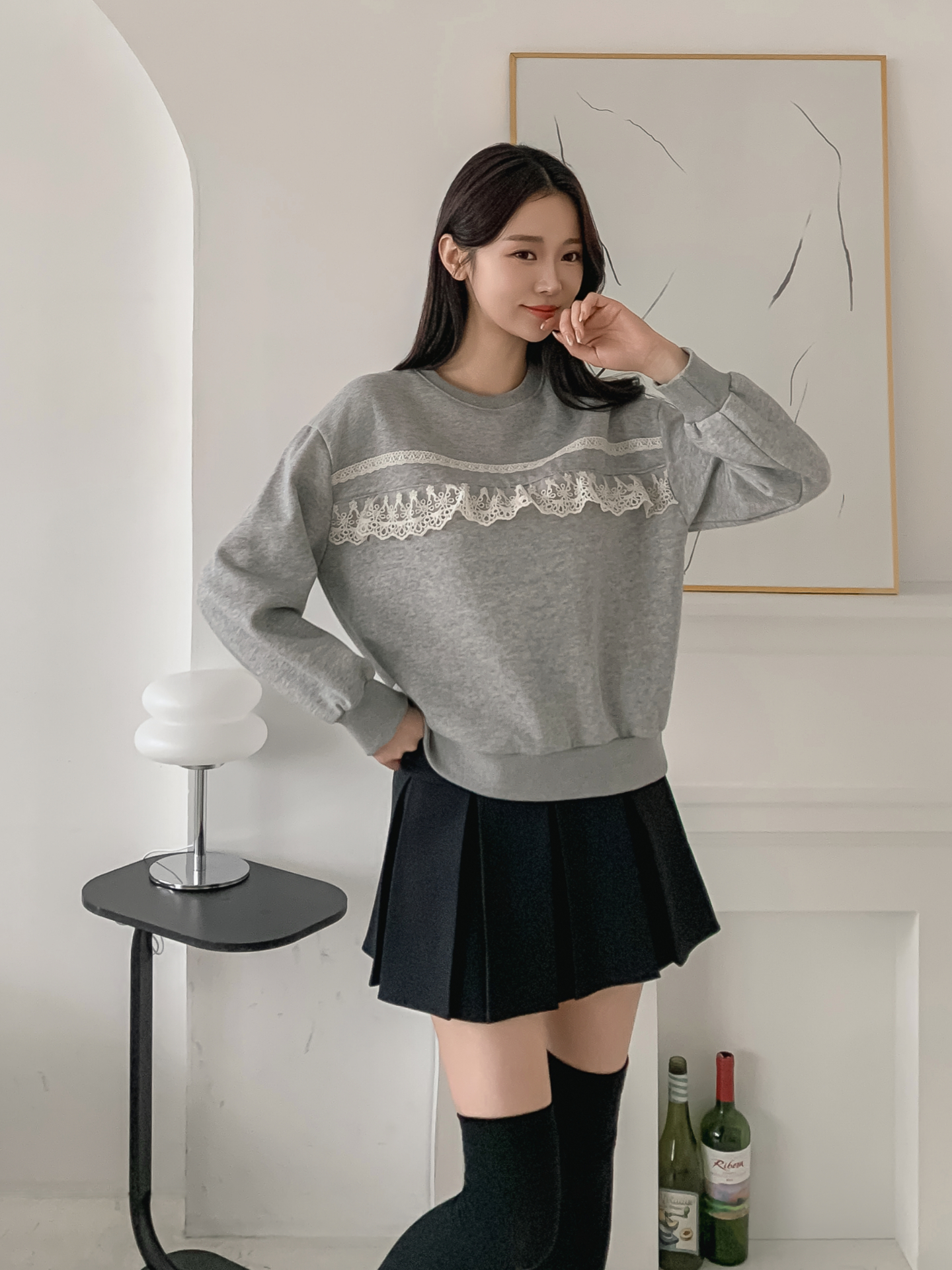 裏起毛ラウンドネックベーシックレースカラースウェット | 詳細画像8