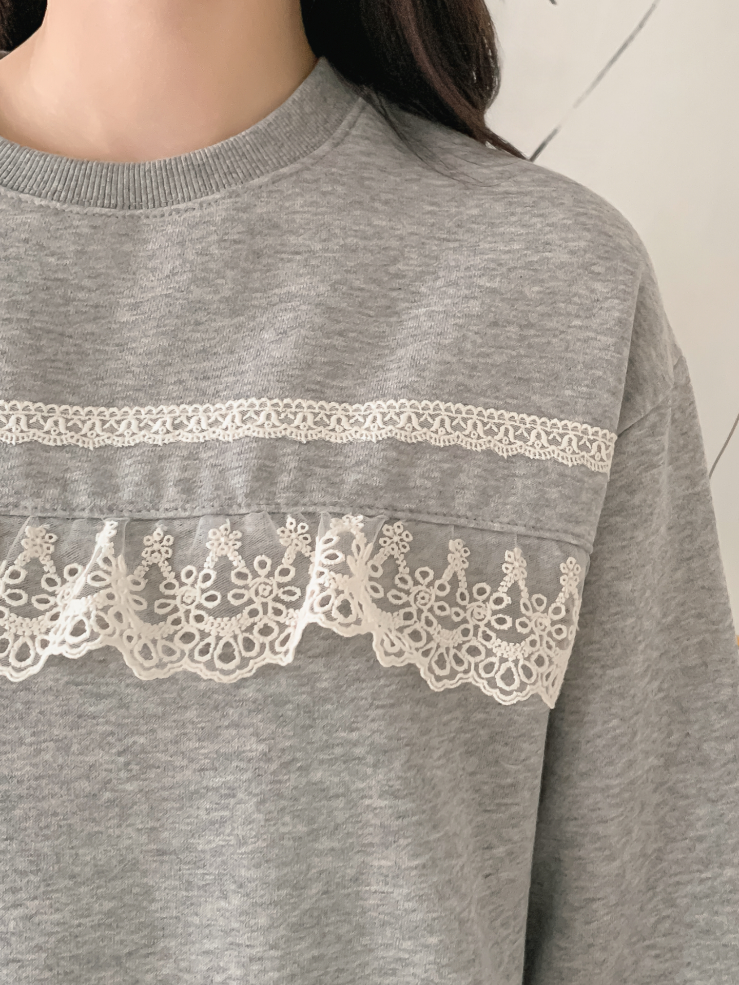 裏起毛ラウンドネックベーシックレースカラースウェット | 詳細画像10