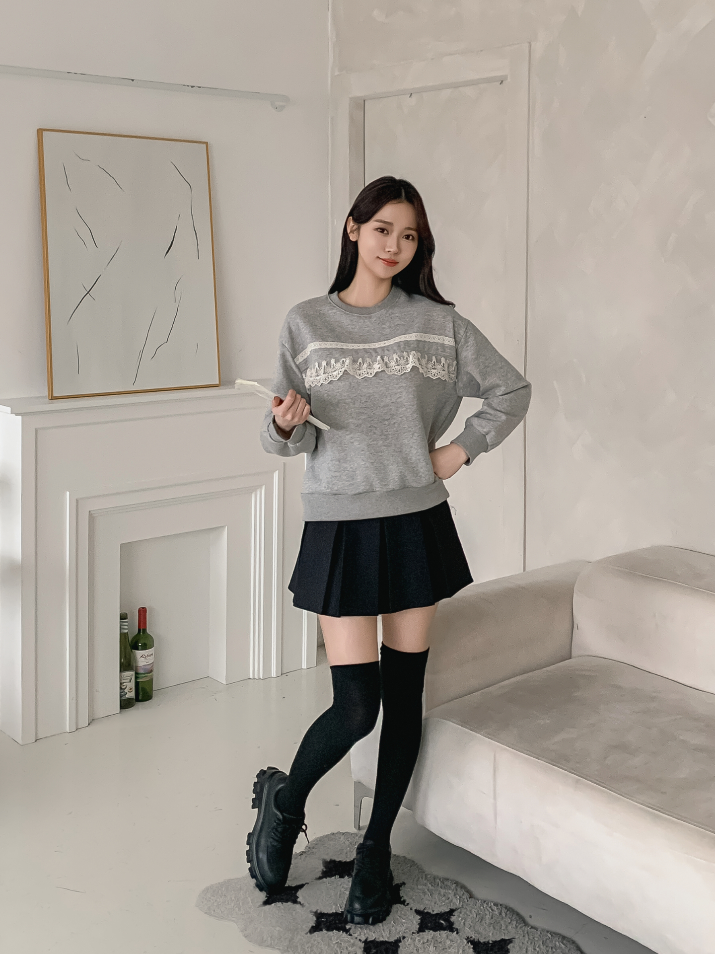 裏起毛ラウンドネックベーシックレースカラースウェット | 詳細画像14