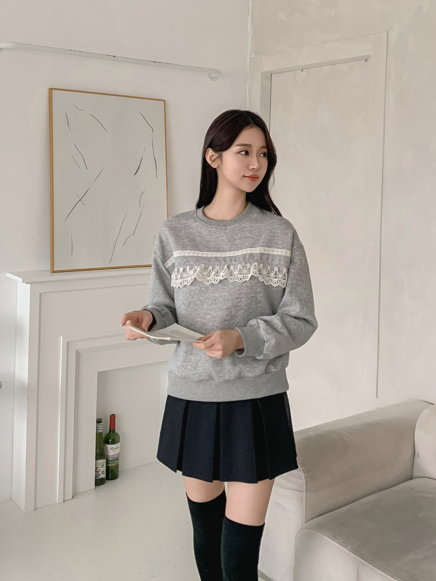 裏起毛ラウンドネックベーシックレースカラースウェット | 詳細画像15