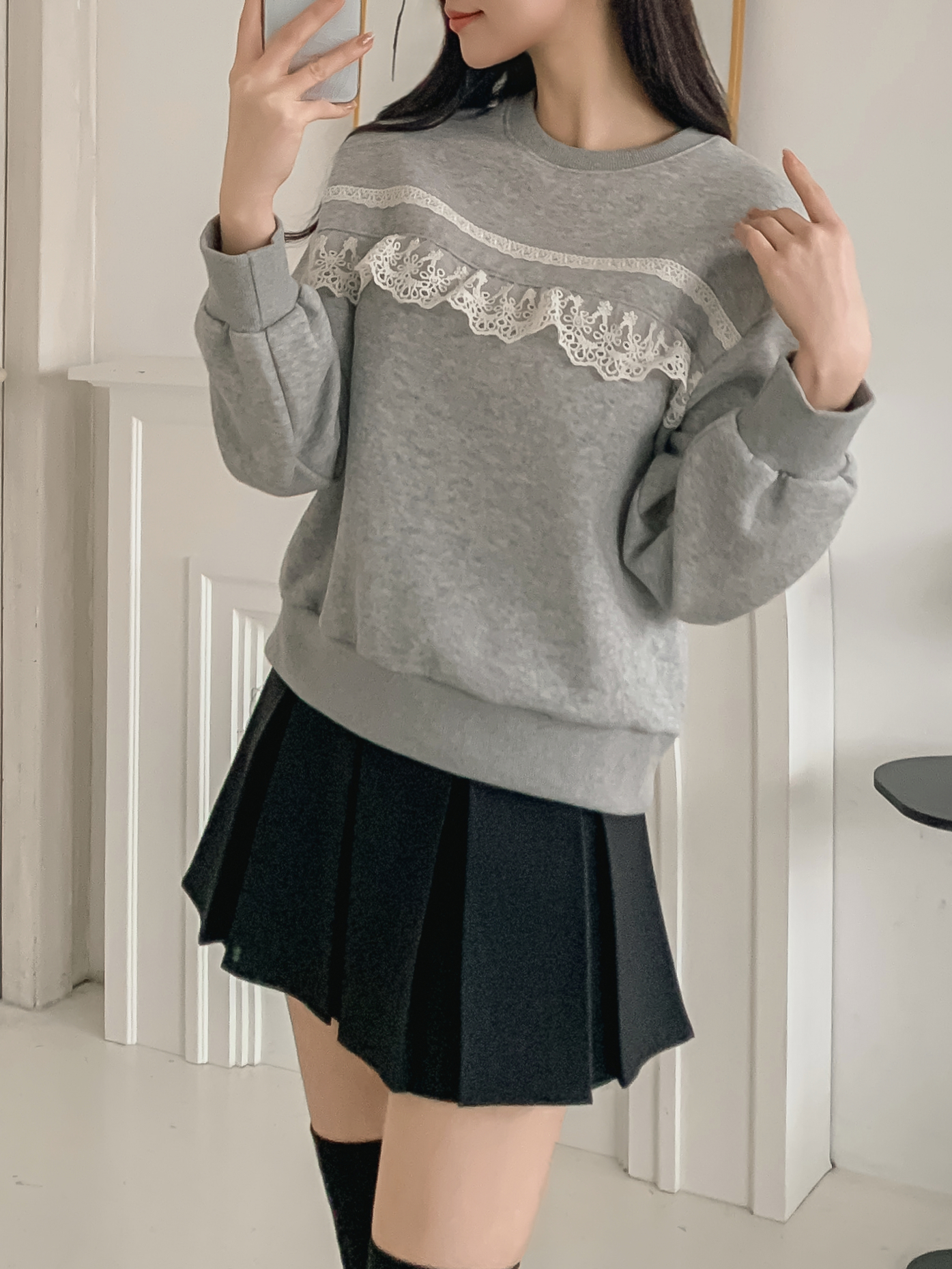 裏起毛ラウンドネックベーシックレースカラースウェット | 詳細画像16