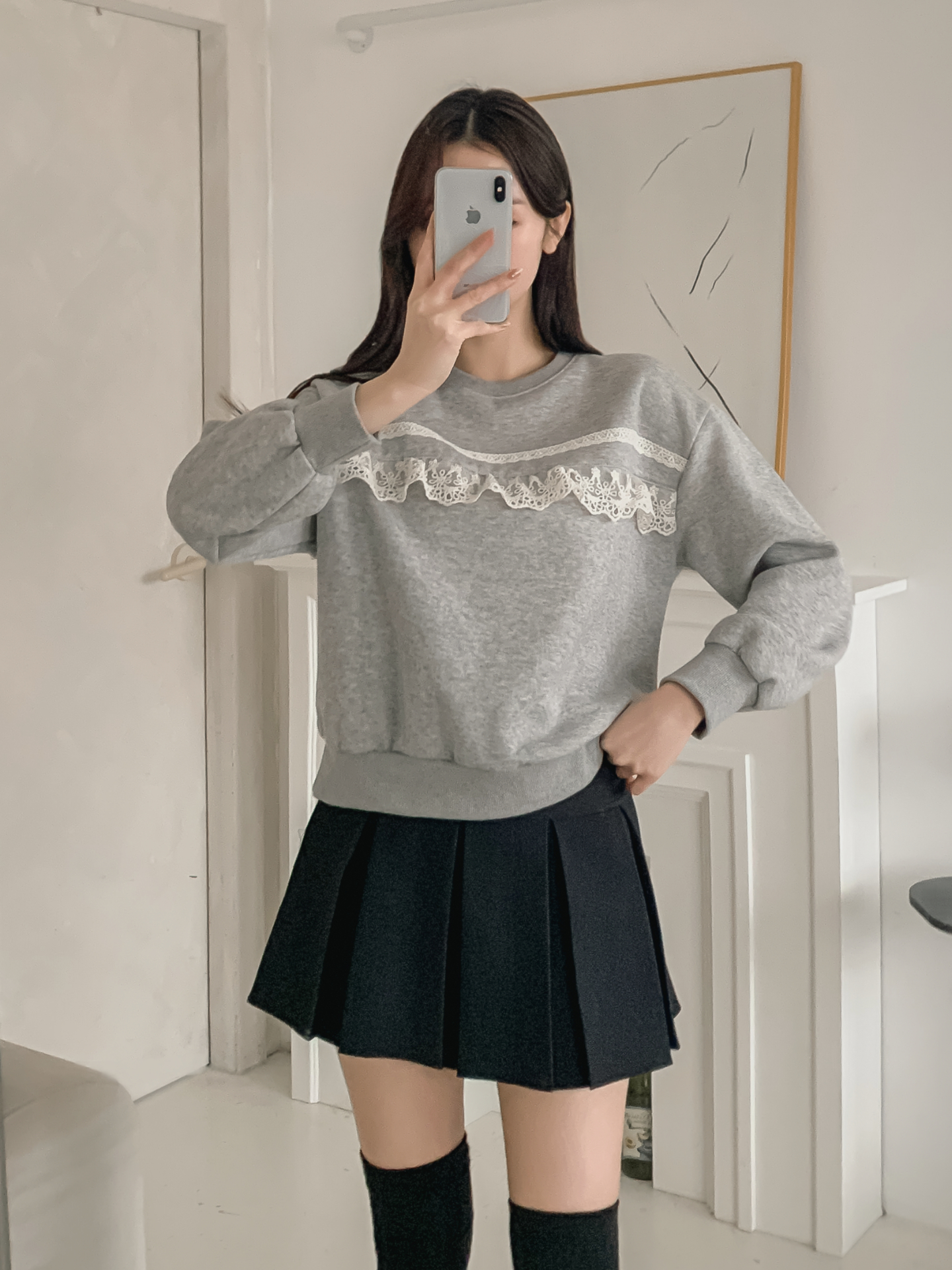 裏起毛ラウンドネックベーシックレースカラースウェット | 詳細画像17