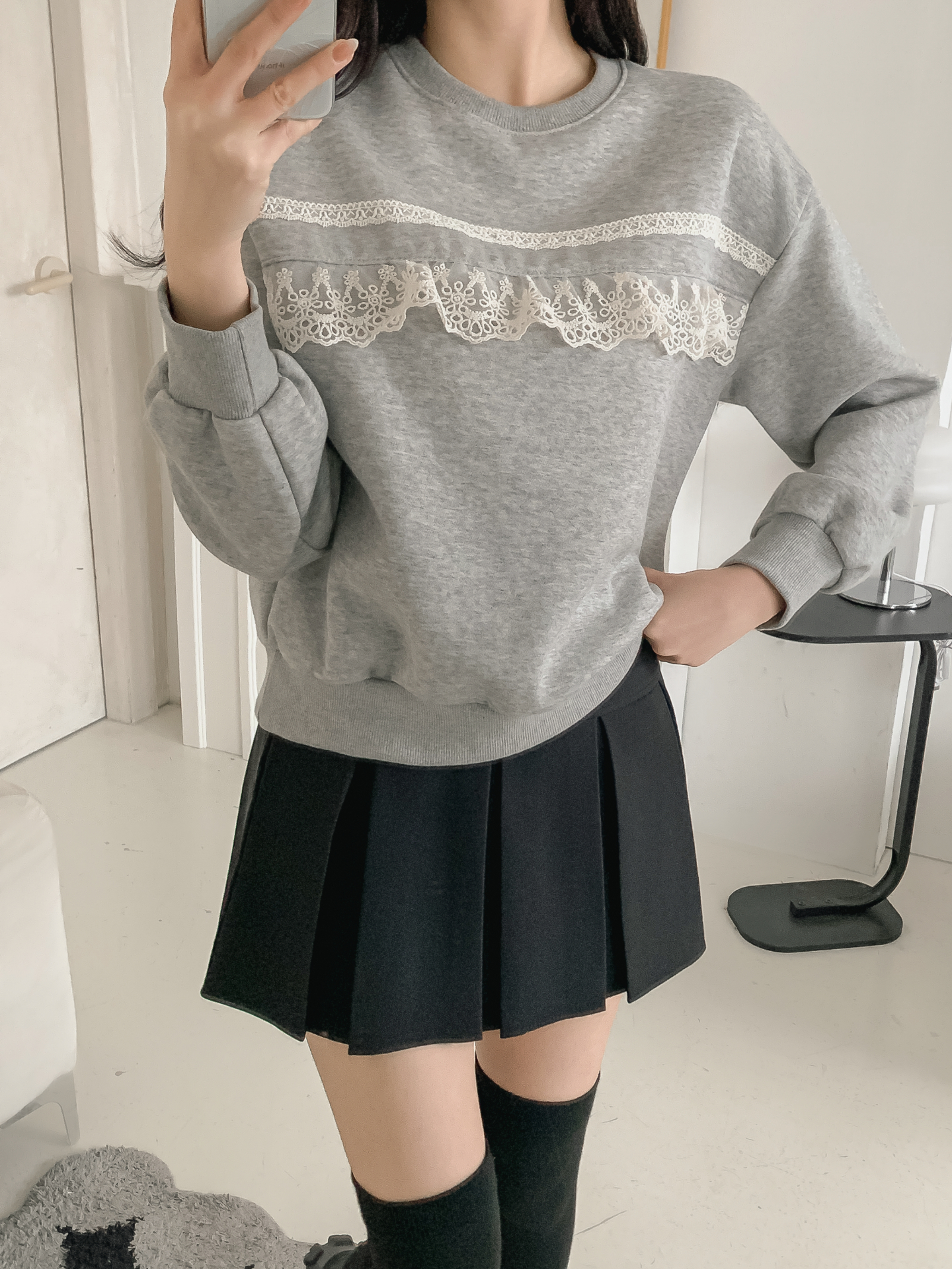 裏起毛ラウンドネックベーシックレースカラースウェット | 詳細画像18