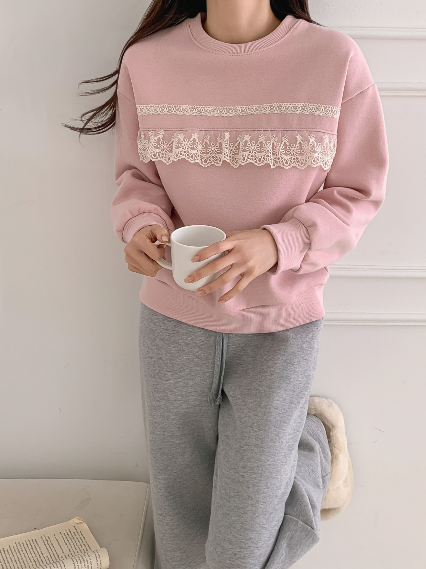 裏起毛ラウンドネックベーシックレースカラースウェット | 詳細画像21