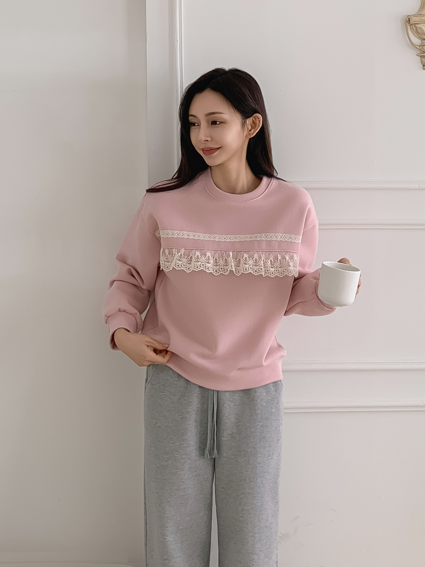 裏起毛ラウンドネックベーシックレースカラースウェット | 詳細画像22