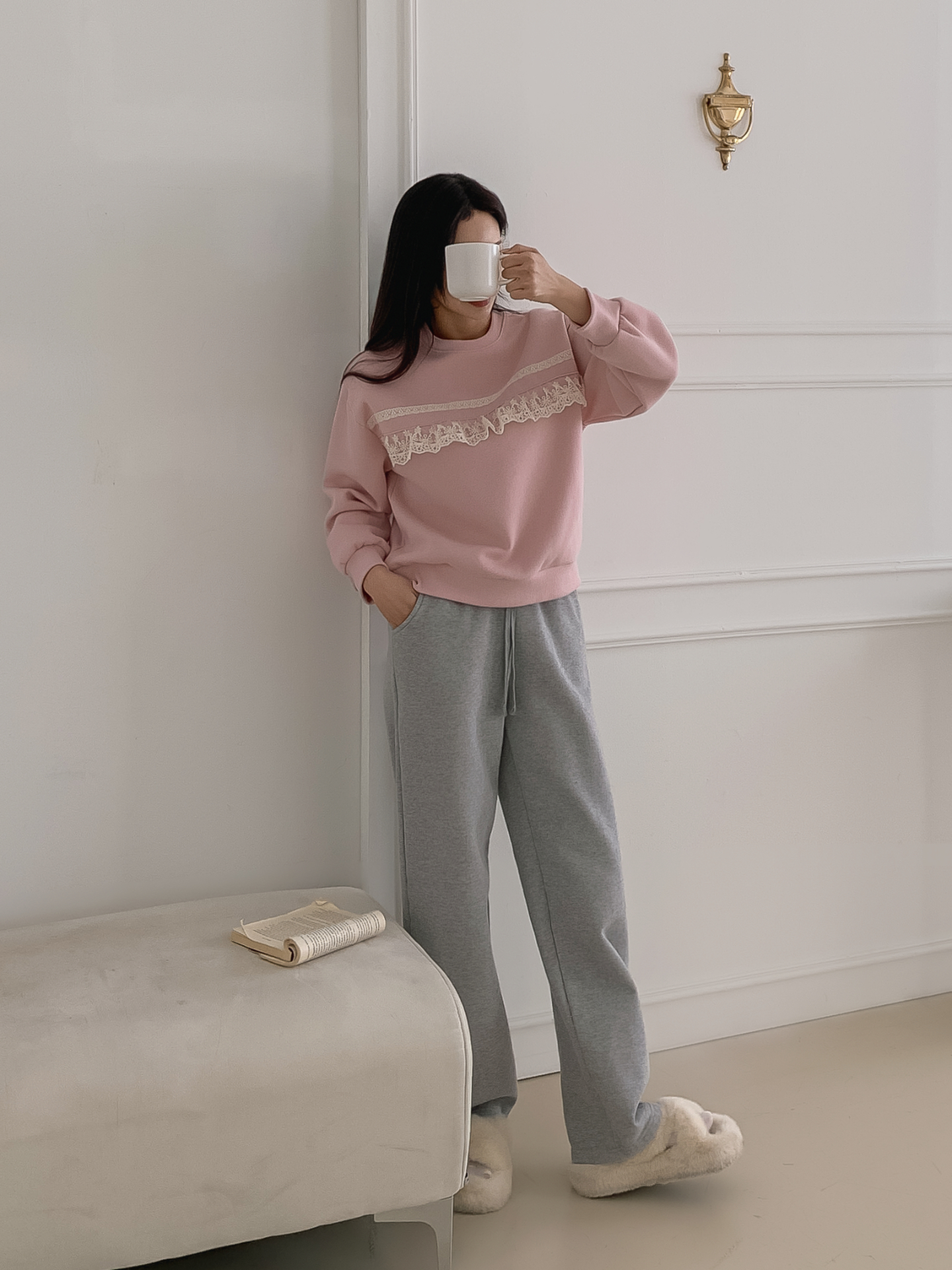 裏起毛ラウンドネックベーシックレースカラースウェット | 詳細画像23