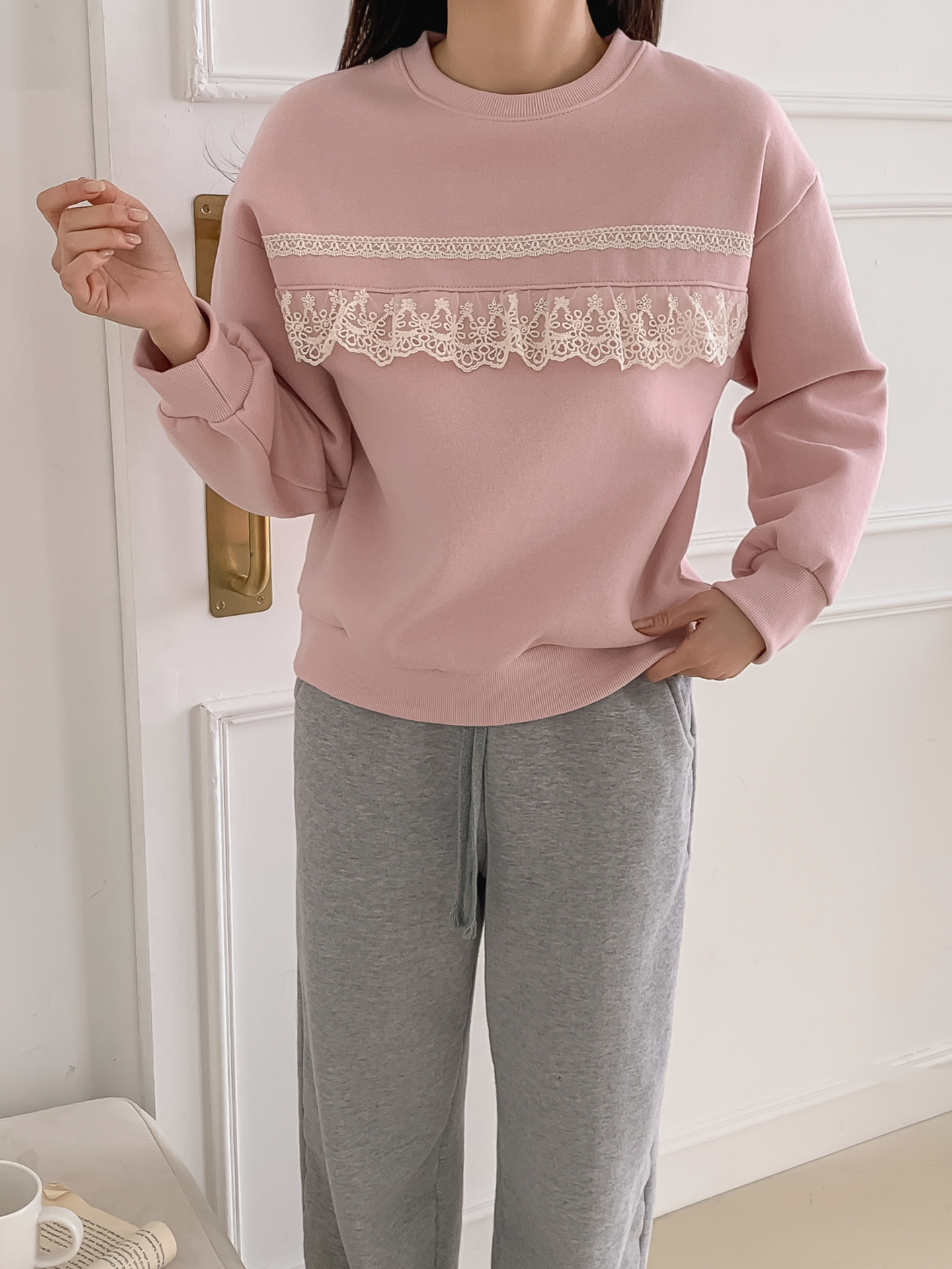 裏起毛ラウンドネックベーシックレースカラースウェット | 詳細画像26