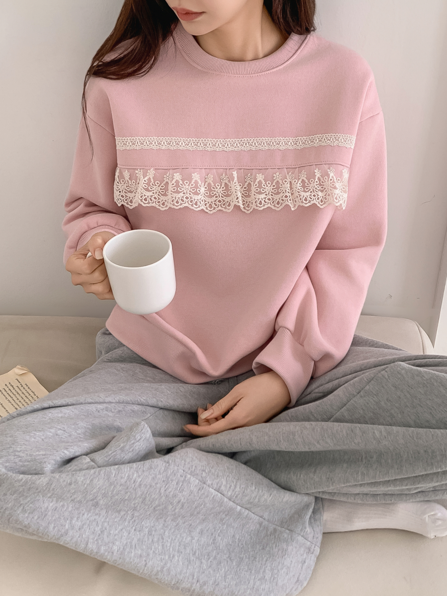 裏起毛ラウンドネックベーシックレースカラースウェット | 詳細画像27