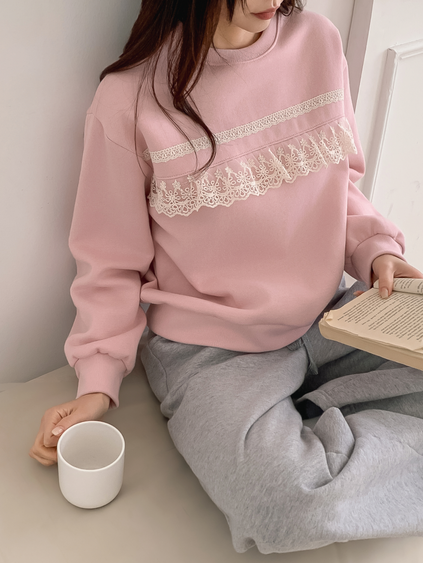 裏起毛ラウンドネックベーシックレースカラースウェット | 詳細画像28