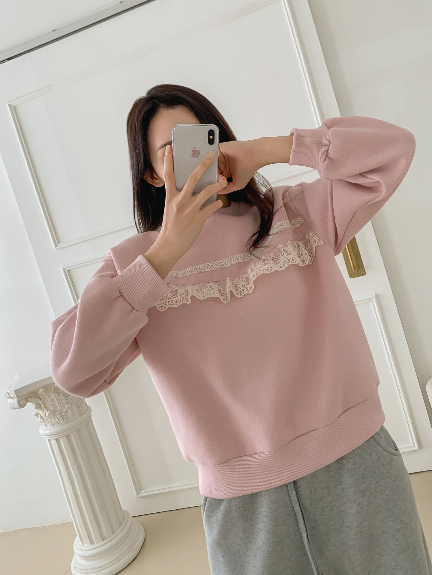 裏起毛ラウンドネックベーシックレースカラースウェット | 詳細画像32